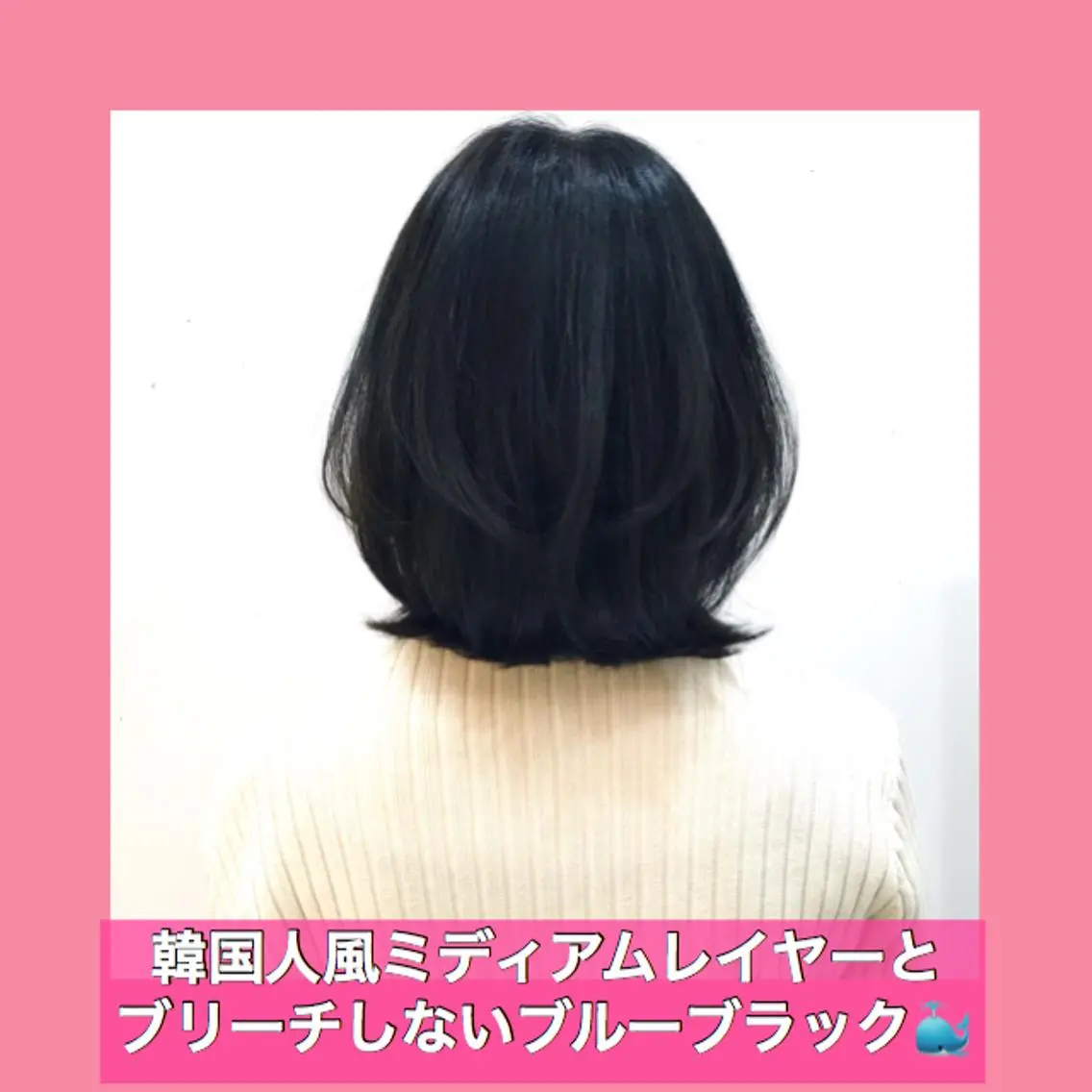 ミディアム カラー ミディアムレイヤー 黒髪 ブリーチ ブルーカラー ブルーブラック K-POP好き美容師 🇰🇷Kai.Yのヘアスタイル