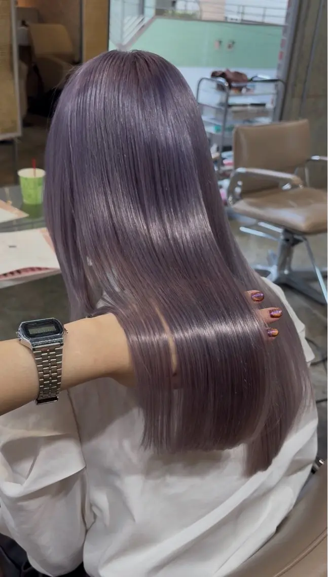 ミディアム カラー ヘアカラー 艶ハイトーン/ボブ ラベンダーカラー🪄のヘアスタイル