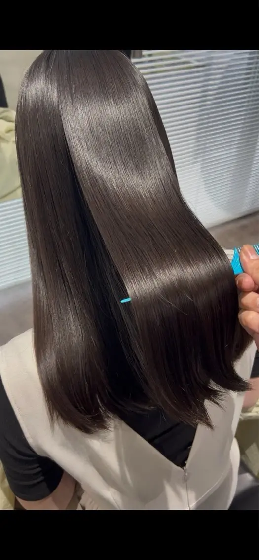 ロング カラー くせ毛 髪質改善 縮毛矯正 トリートメント 城 慎太郎のヘアスタイル