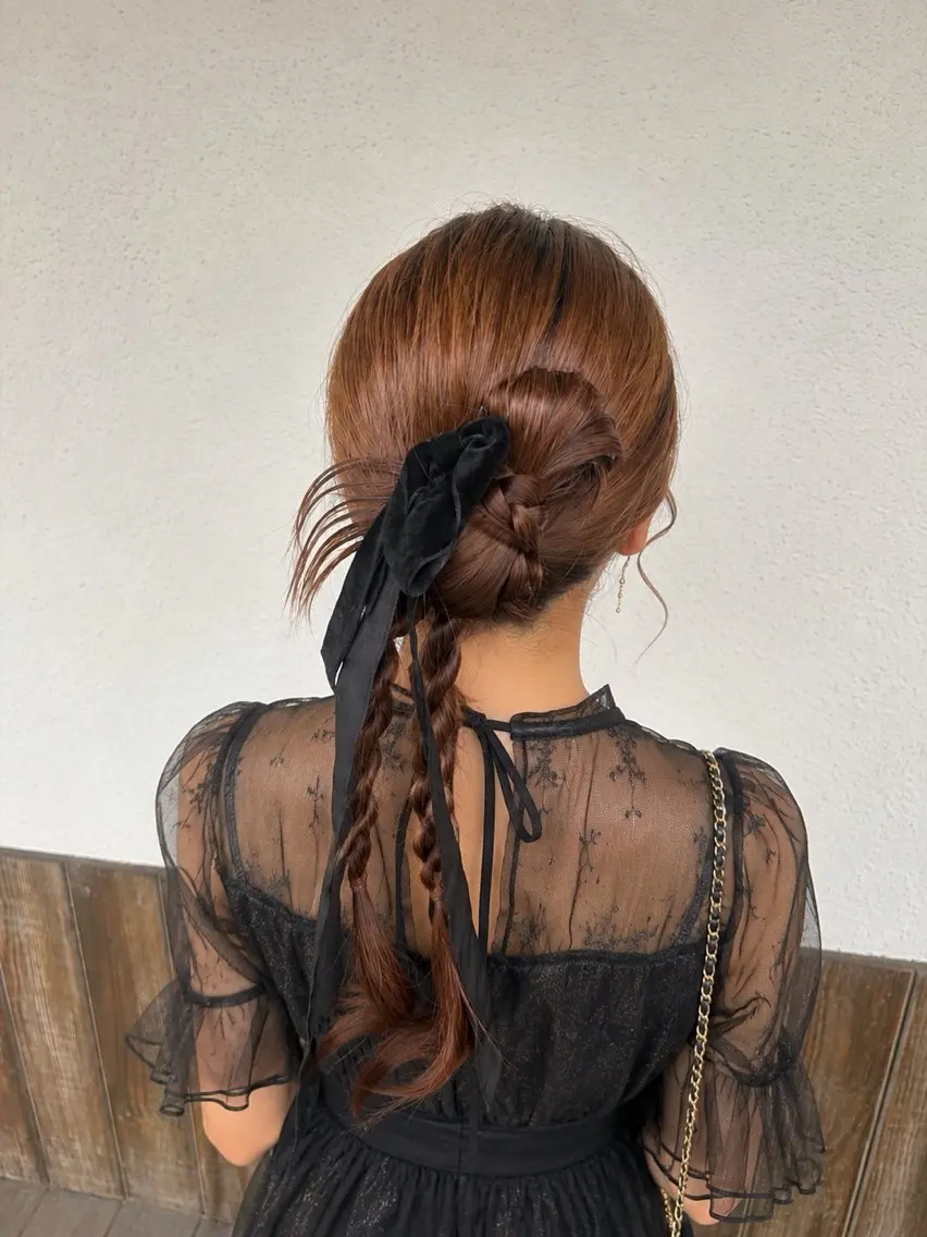 ロング ヘアセット 連下 愛唯のヘアスタイル