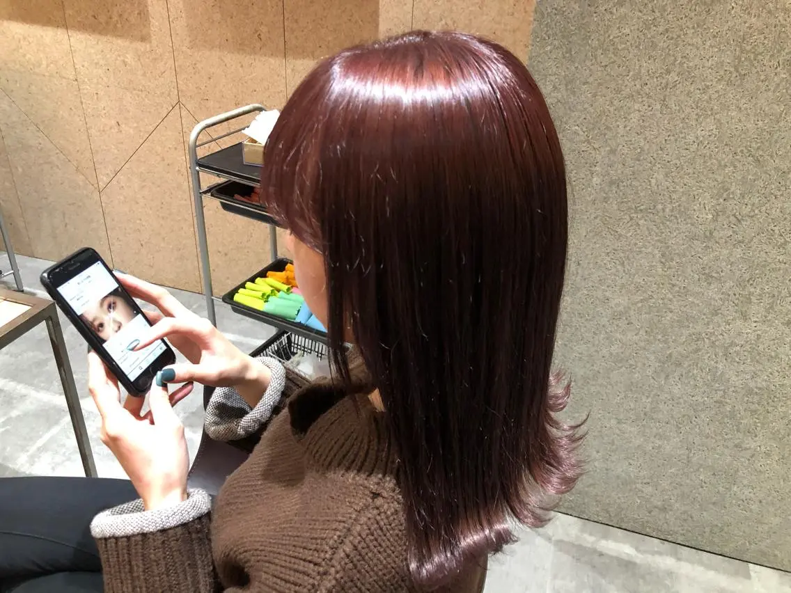ミディアム カラー ピンクカラー メンズパーマ特化型 🔥URITAのヘアスタイル