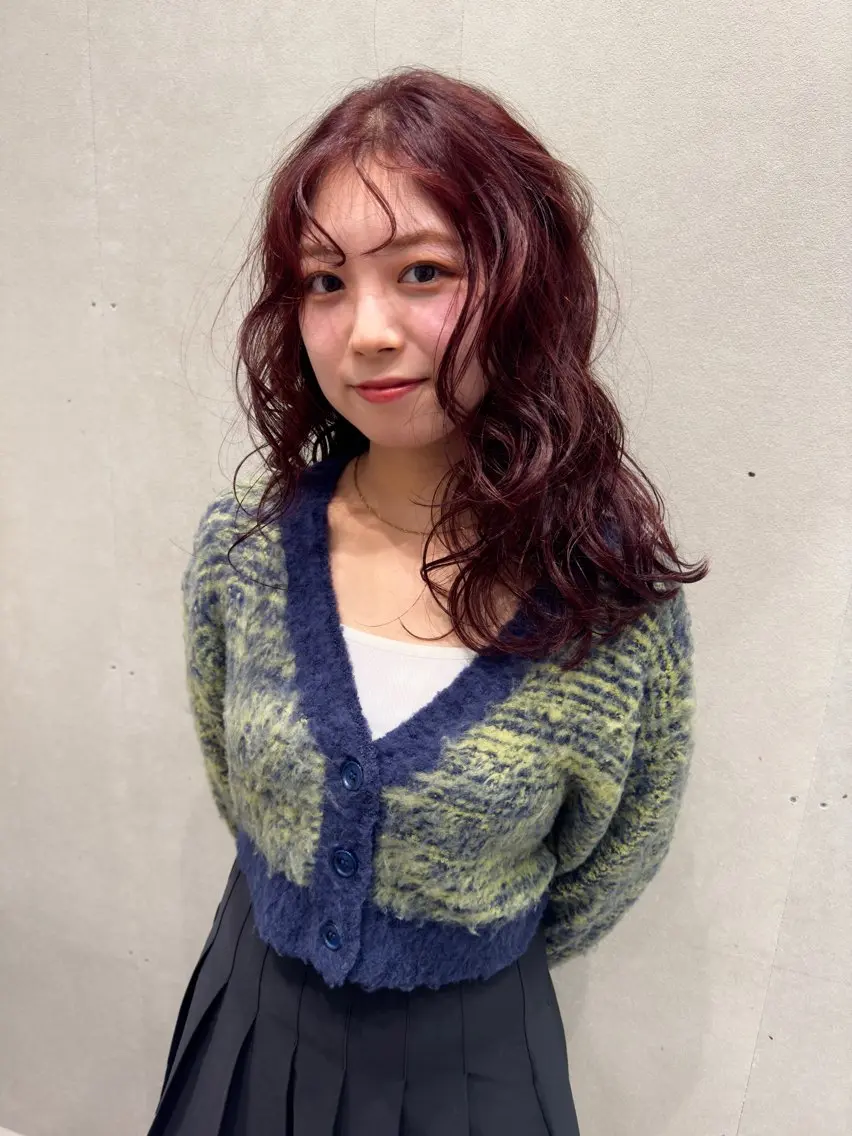 ミディアム カラー ボルドーカラー カット ヘアカラー トリートメント センスをお届けします 大谷将生infpのヘアスタイル