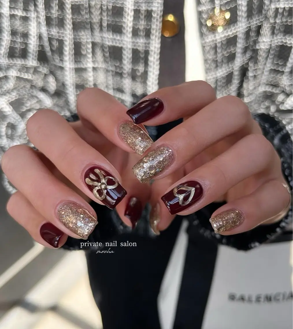 ネイル カジュアル フレンチネイル ラメ(グリッター) マグネットネイル ミラーネイル ハンドネイル mocha nailのネイルデザイン