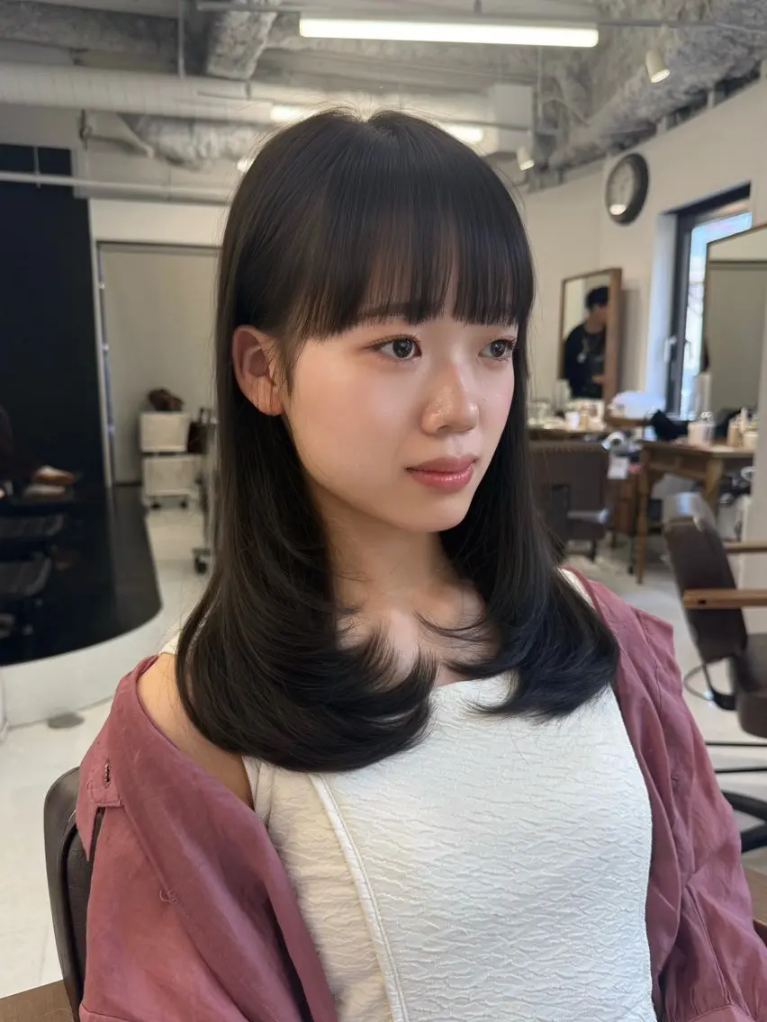 セミロング カラー 曽根 玲奈のヘアスタイル