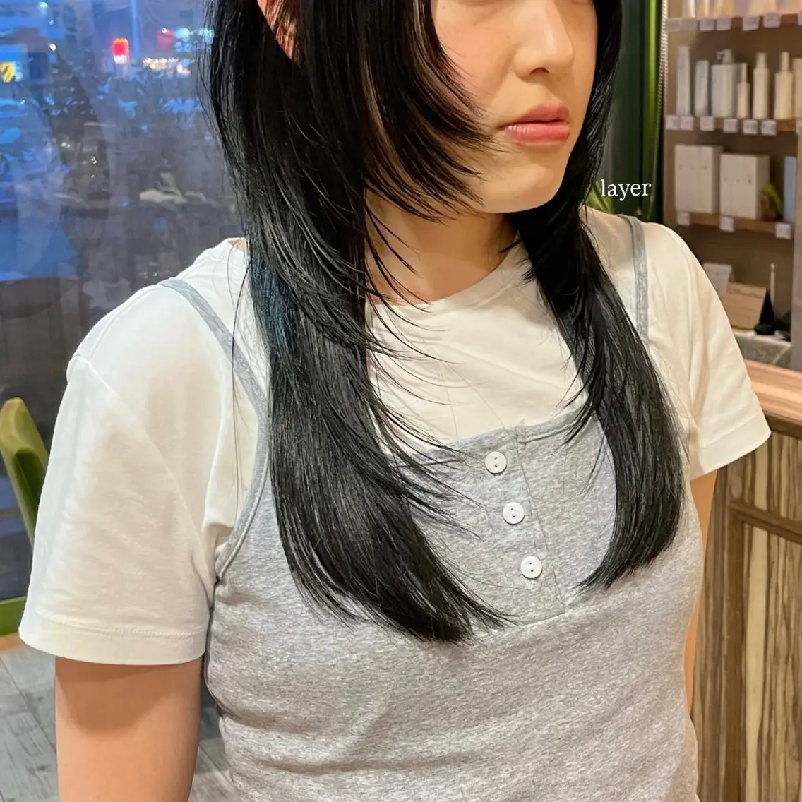 セミロング レイヤー/透明感艶 カラー丸山ななほのヘアスタイル