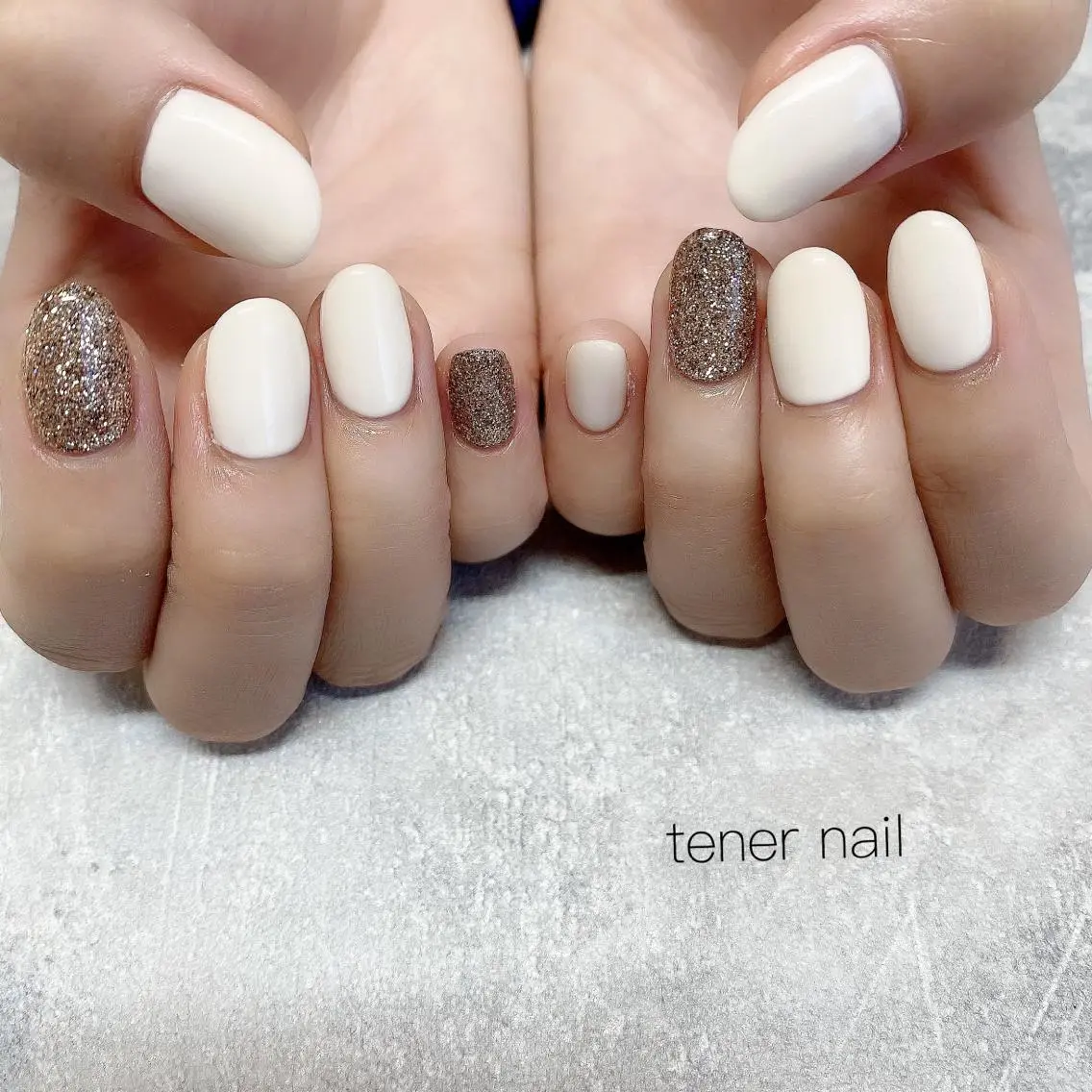 ネイル ラメ(グリッター) ホワイト テネルネイル tener nailのネイルデザイン