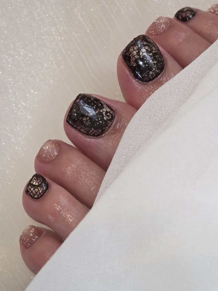 ネイル フットネイル レース マグネットネイル フットネイル Lady Nail Kiyokaのネイルデザイン