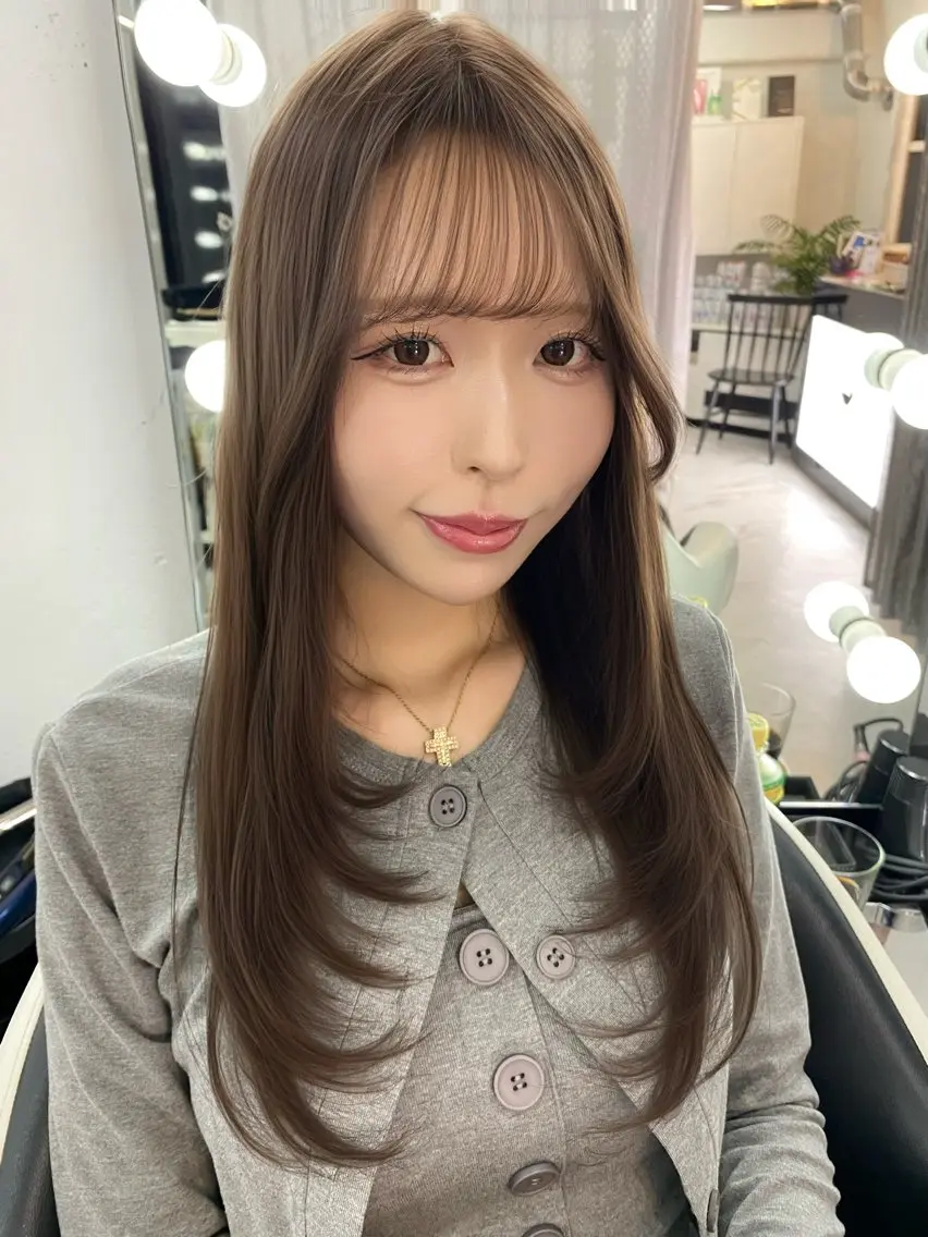 ロング レイヤーカット ヘアカラー トリートメント レイヤー/髪質改善 /韓国風/二平剣士郎のヘアスタイル