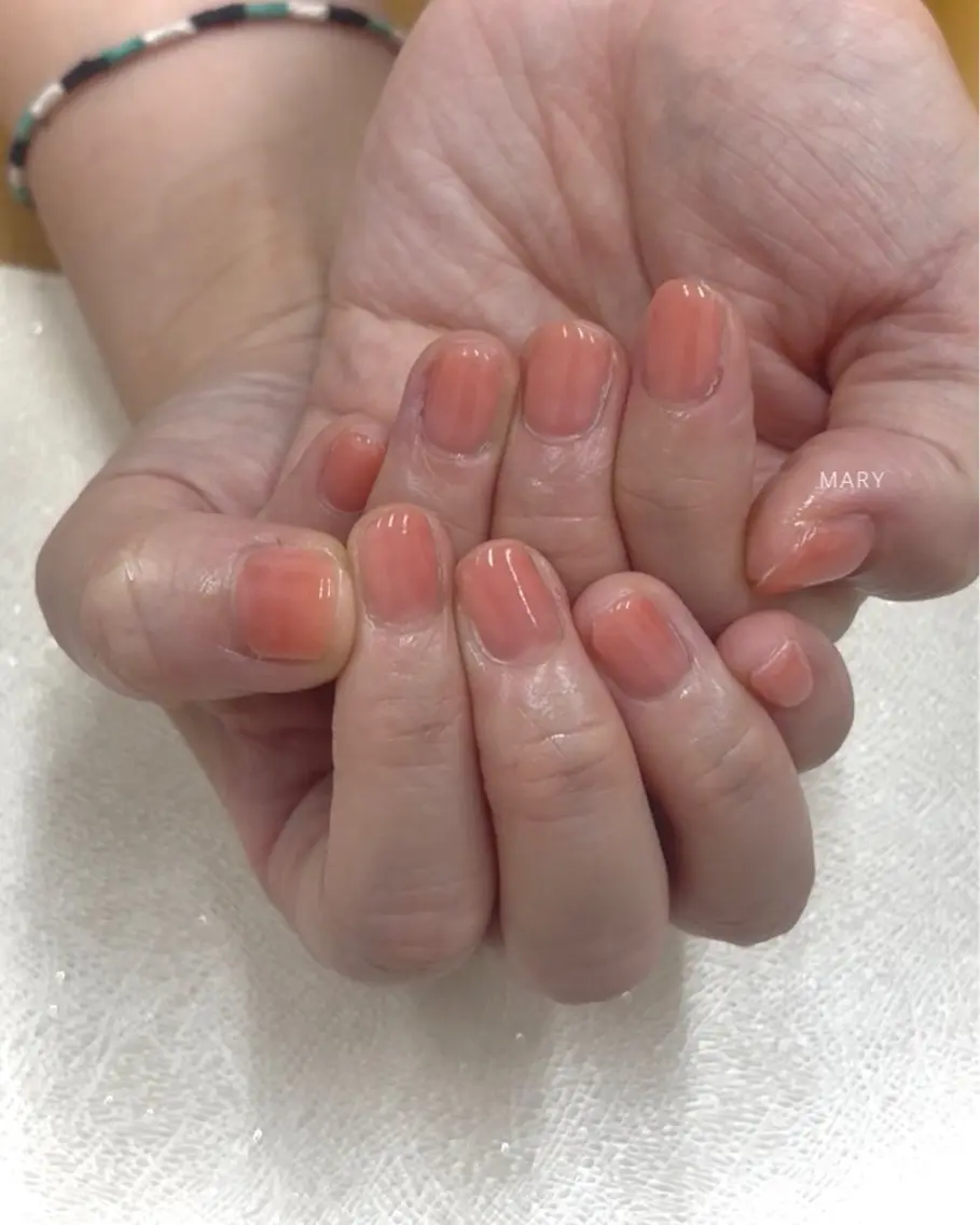 ネイル ニュアンスネイル ワンカラーネイル ピンク ハンドネイル Mary nail .narumiのネイルデザイン
