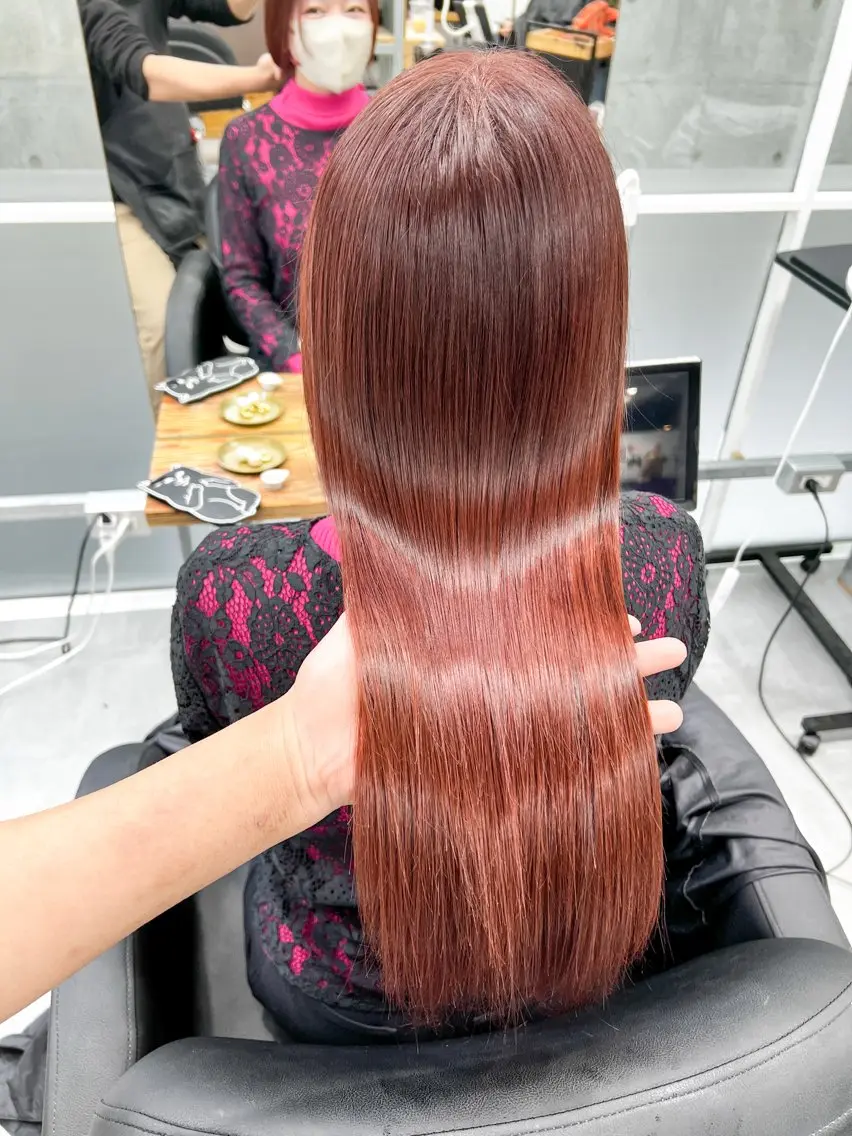 ロング カラー 髪質改善 縮毛矯正 トリートメント 酸性ストレート 酸熱トリートメント welring hair salonのヘアスタイル