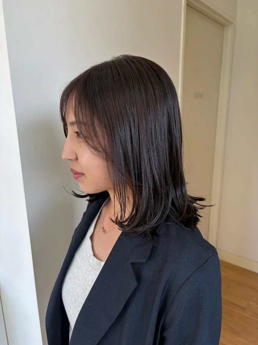 ミディアム カラー ブラウンカラー ダークブラウン ヘアカラー 水江 基のヘアスタイル