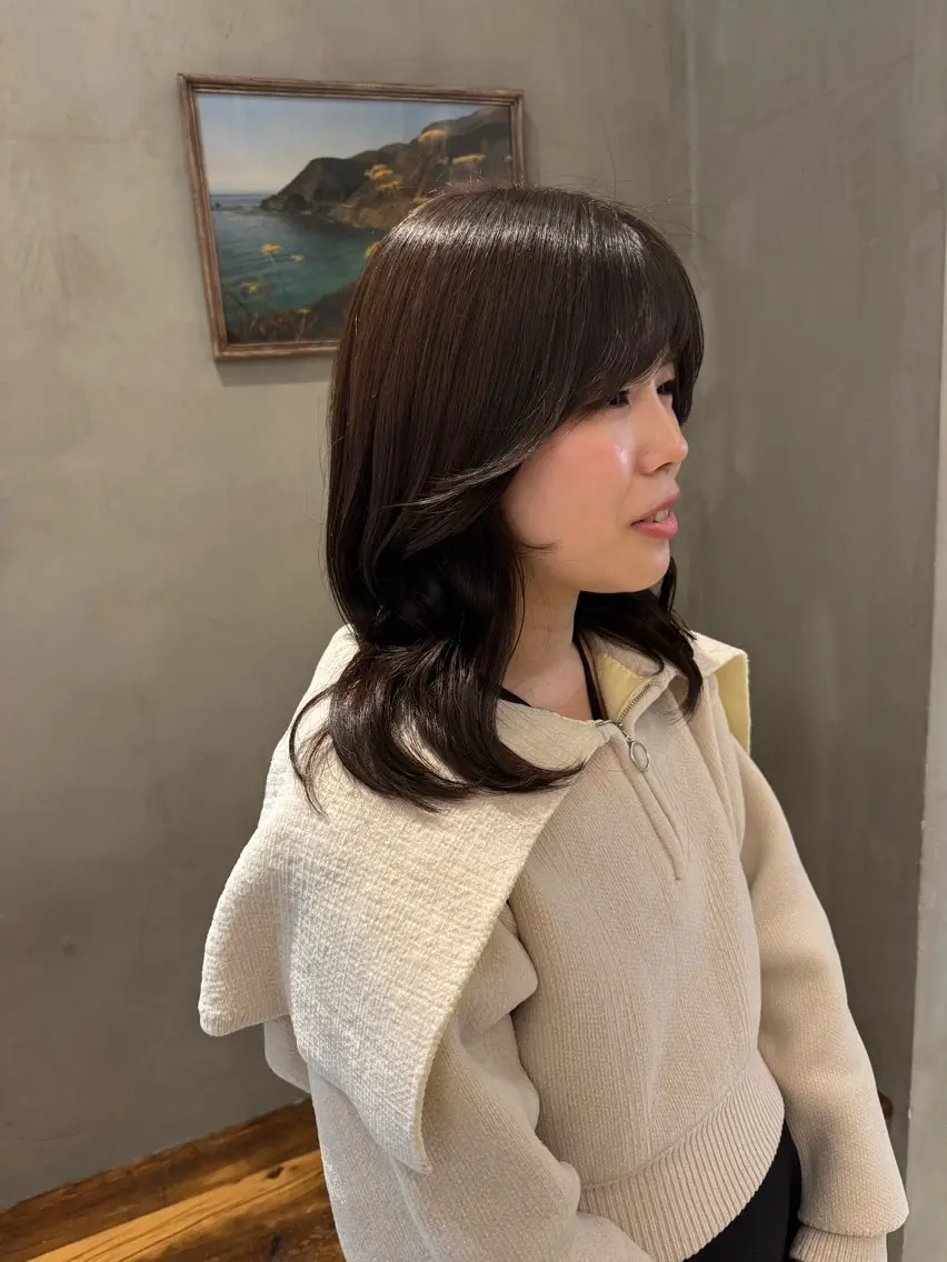 セミロング カット ヘアカラー トリートメント 新宿/顔周りカット +レイヤー=しずく♩のヘアスタイル