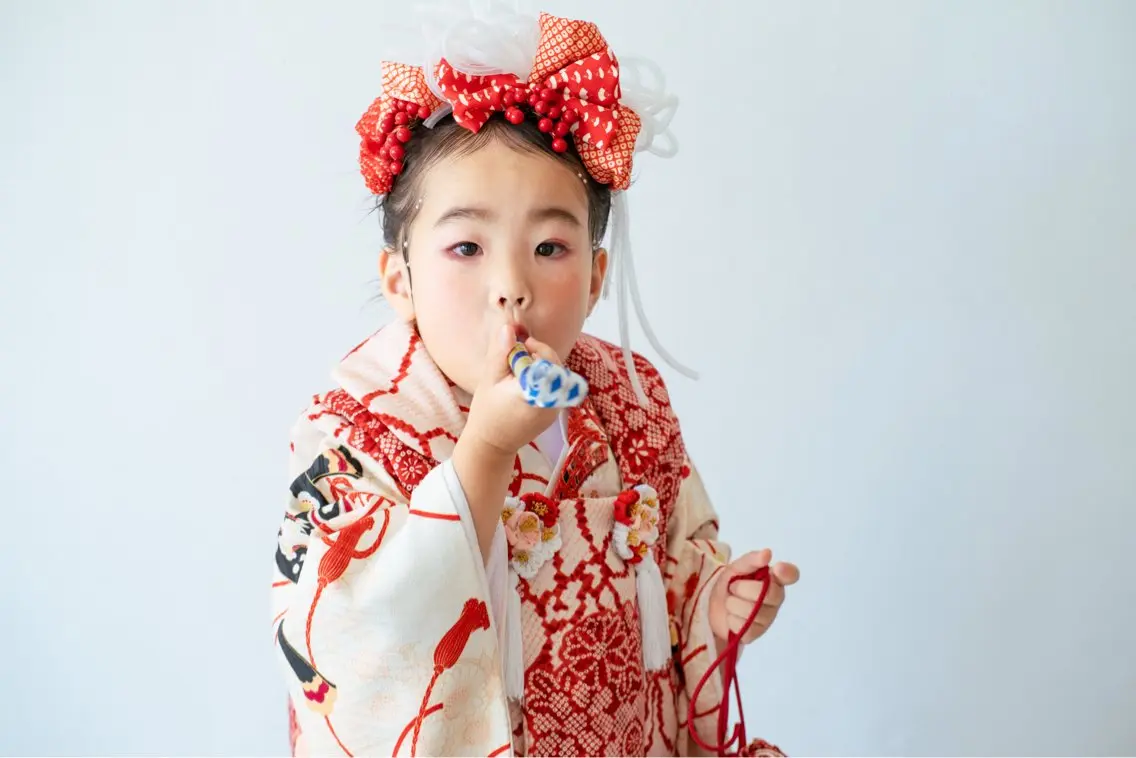七五三🍁三歳女の子被布着付け👘の写真