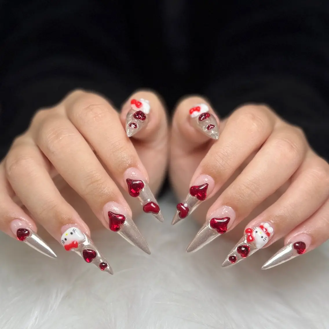 ネイル オーロラネイル 長さ出し フラッシュネイル フレンチネイル ジェルネイル Michi Nail Staffのネイルデザイン