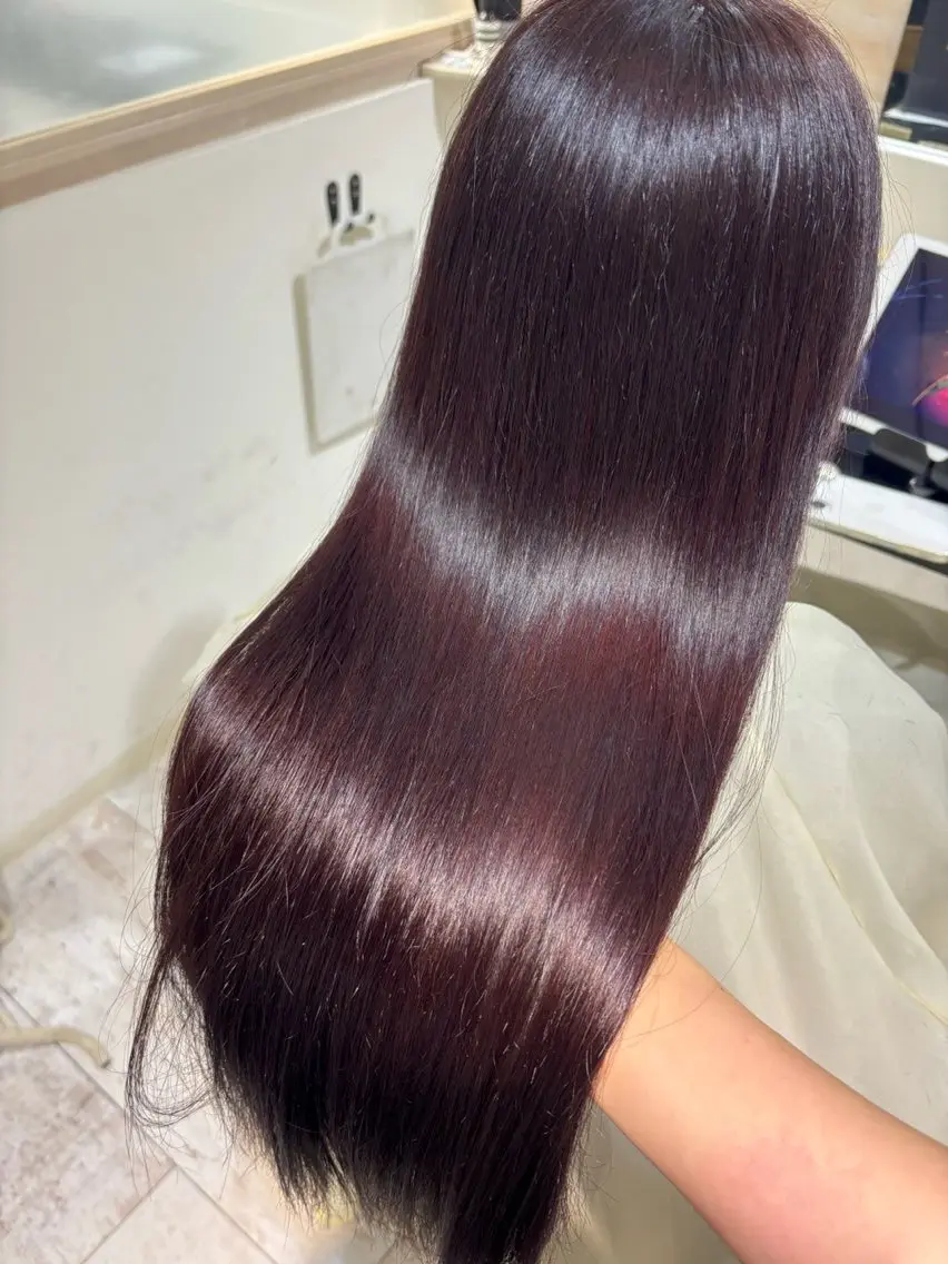ロング カラー ブラウンカラー ピンクカラー ピンクブラウン 縮毛矯正 藤林 かづき🪽のヘアスタイル