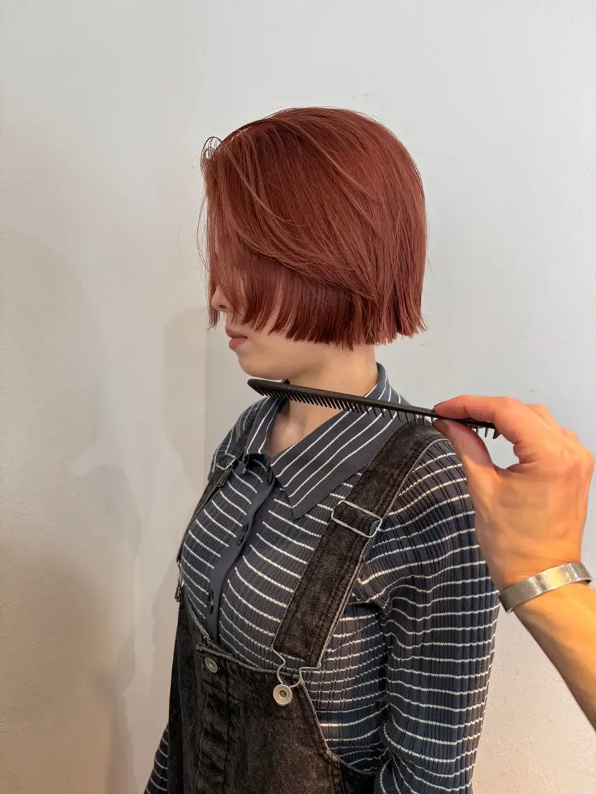 ショート カラー ブリーチ オレンジ ピンクカラー カット ヘアカラー 高田 翔平のヘアスタイル