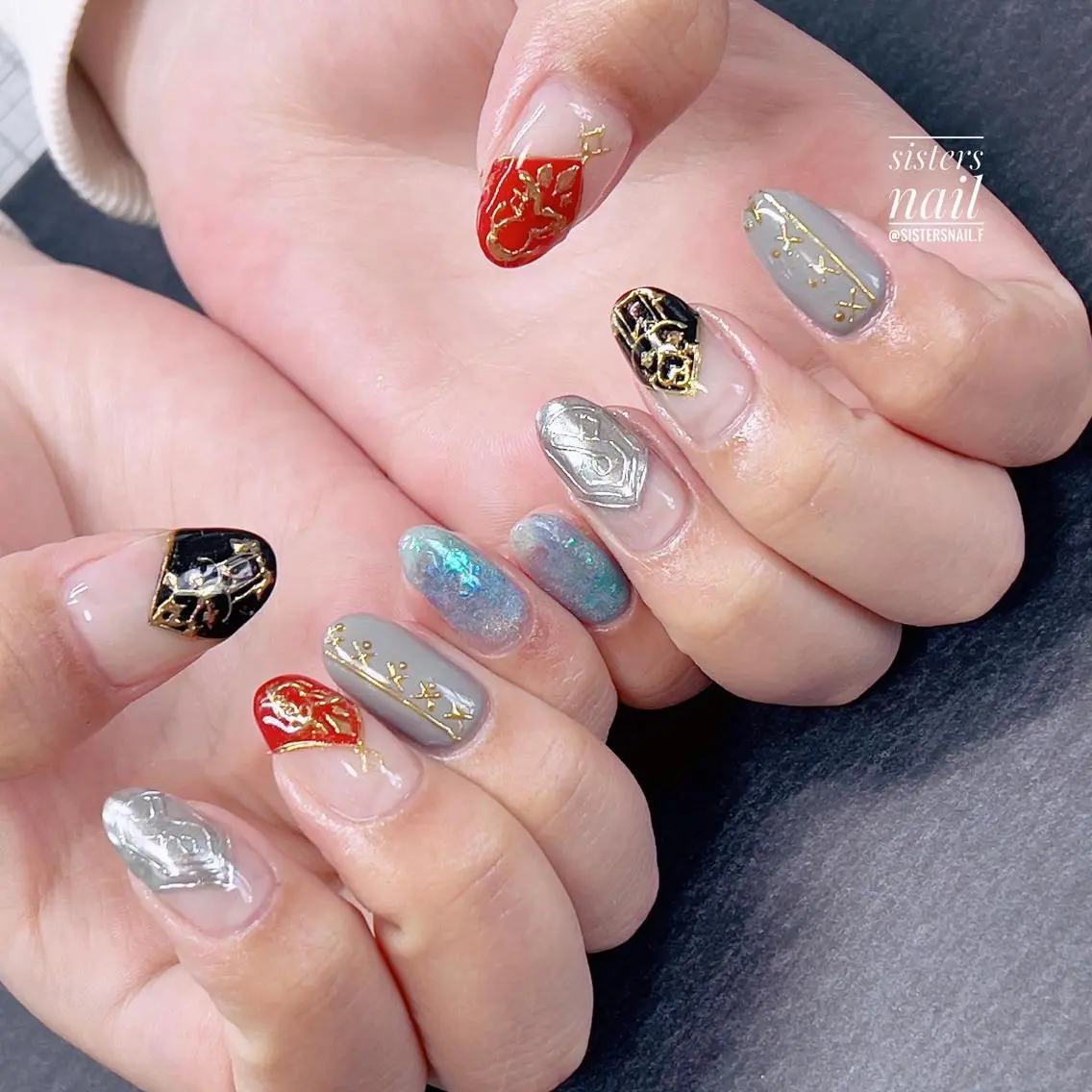 ネイル アートネイル キラキラネイル ミラーネイル ニュアンスネイル sisters nail.fのネイルデザイン