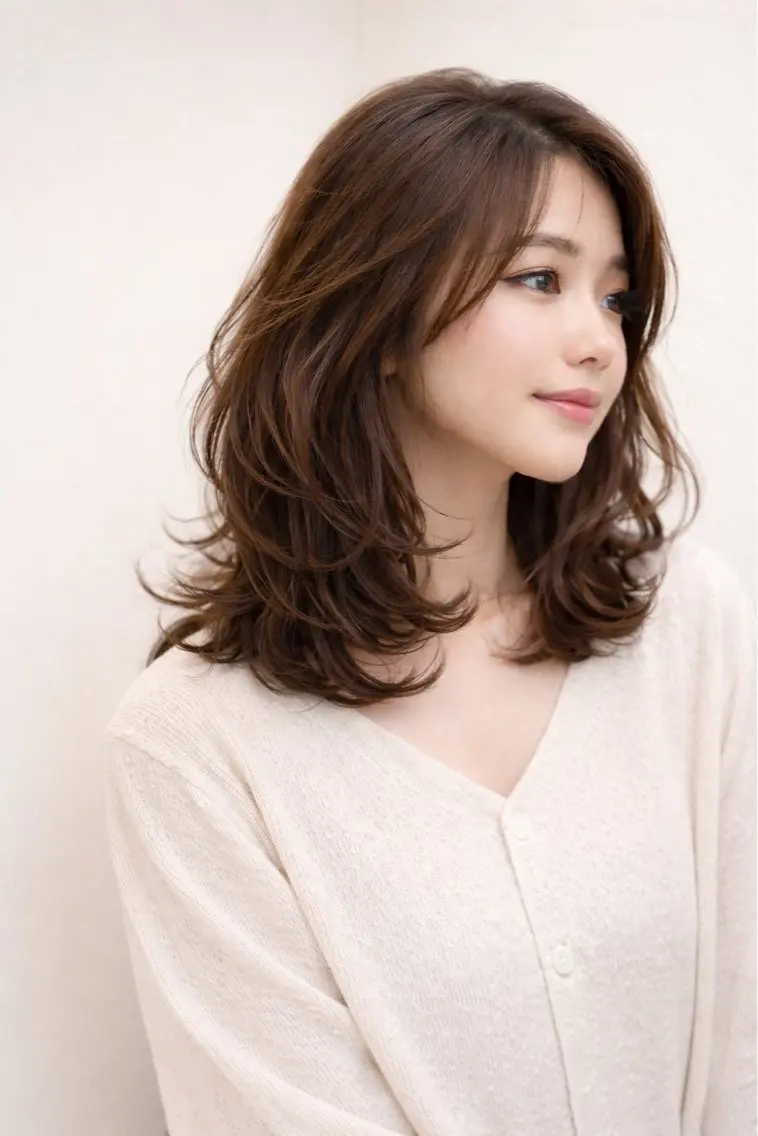 ミディアム カット ヘアカラー トリートメント ドライ カット✂️髪質改善のヘアスタイル