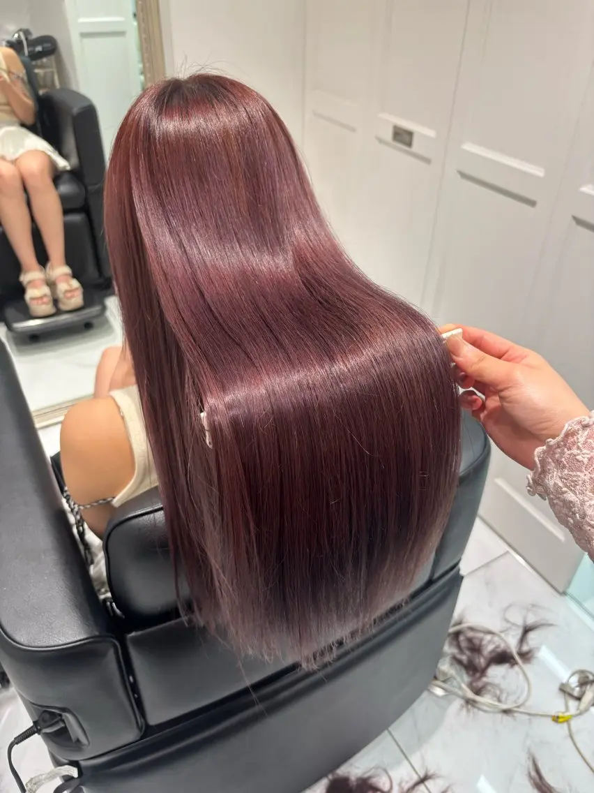 ロング カット ヘアカラー トリートメント 透明感ツヤカラー/ 縮毛矯正/静岡のヘアスタイル