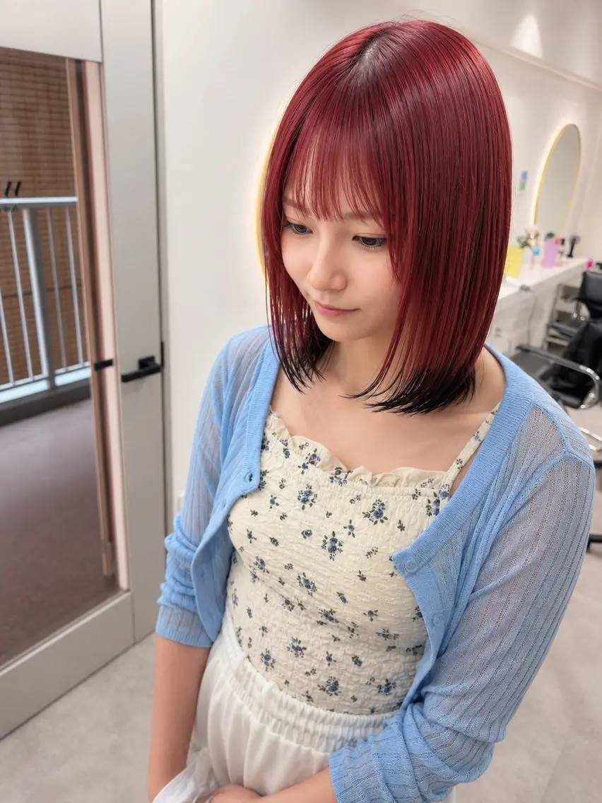 ミディアム カラー ヘアカラー トリートメント 髪質改善will hairdesignのヘアスタイル