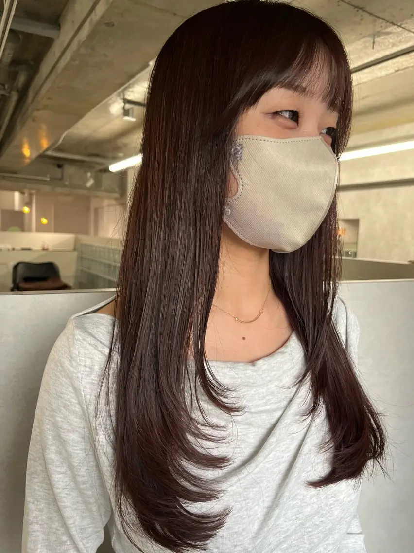 ロング カラー ブラウンカラー ピンクカラー ピンクブラウン レイヤーカット anon Loemのヘアスタイル
