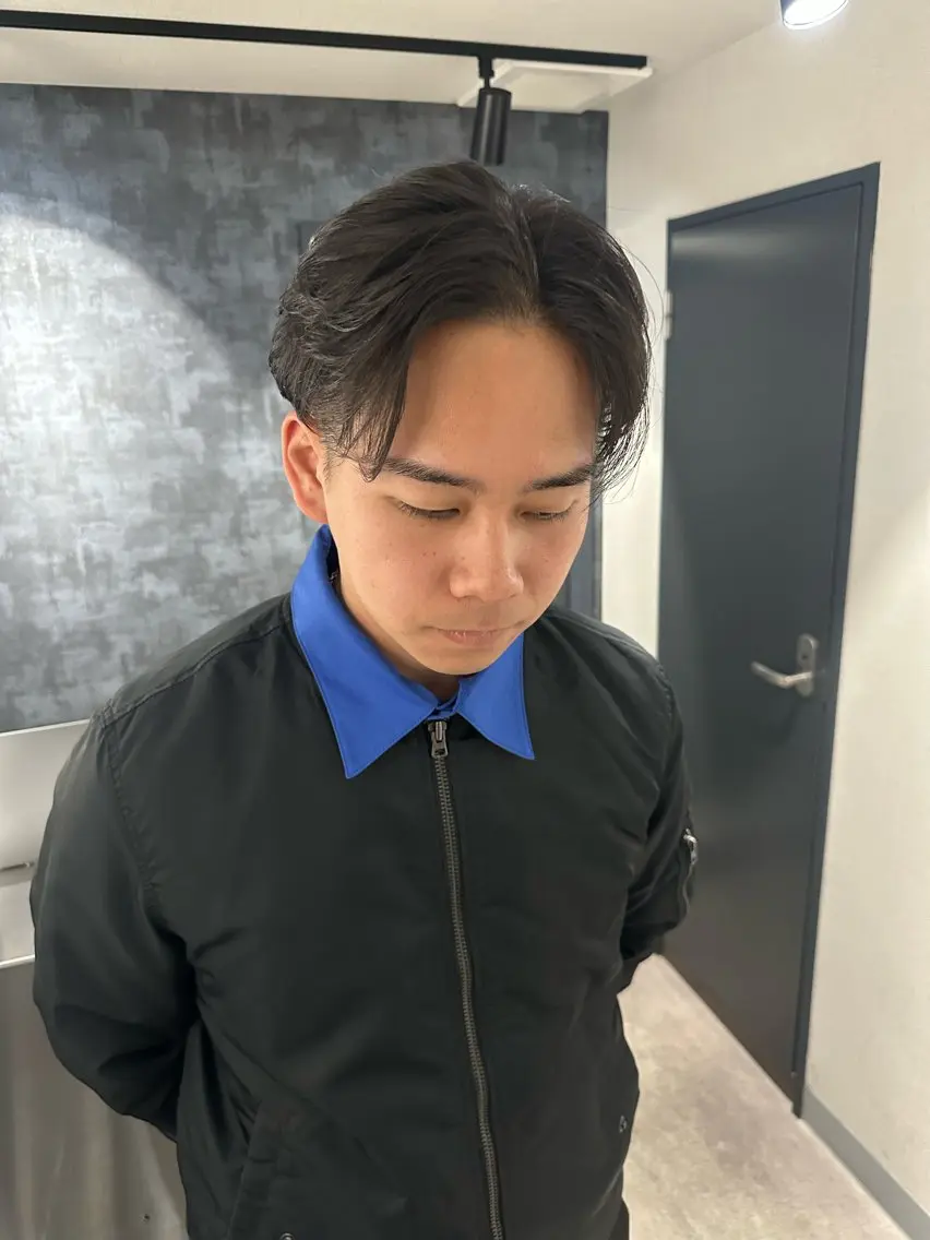 ミディアム パーマ メンズ センターパート カット パーマ 💈原宿指名No.1 センターパート💈のヘアスタイル