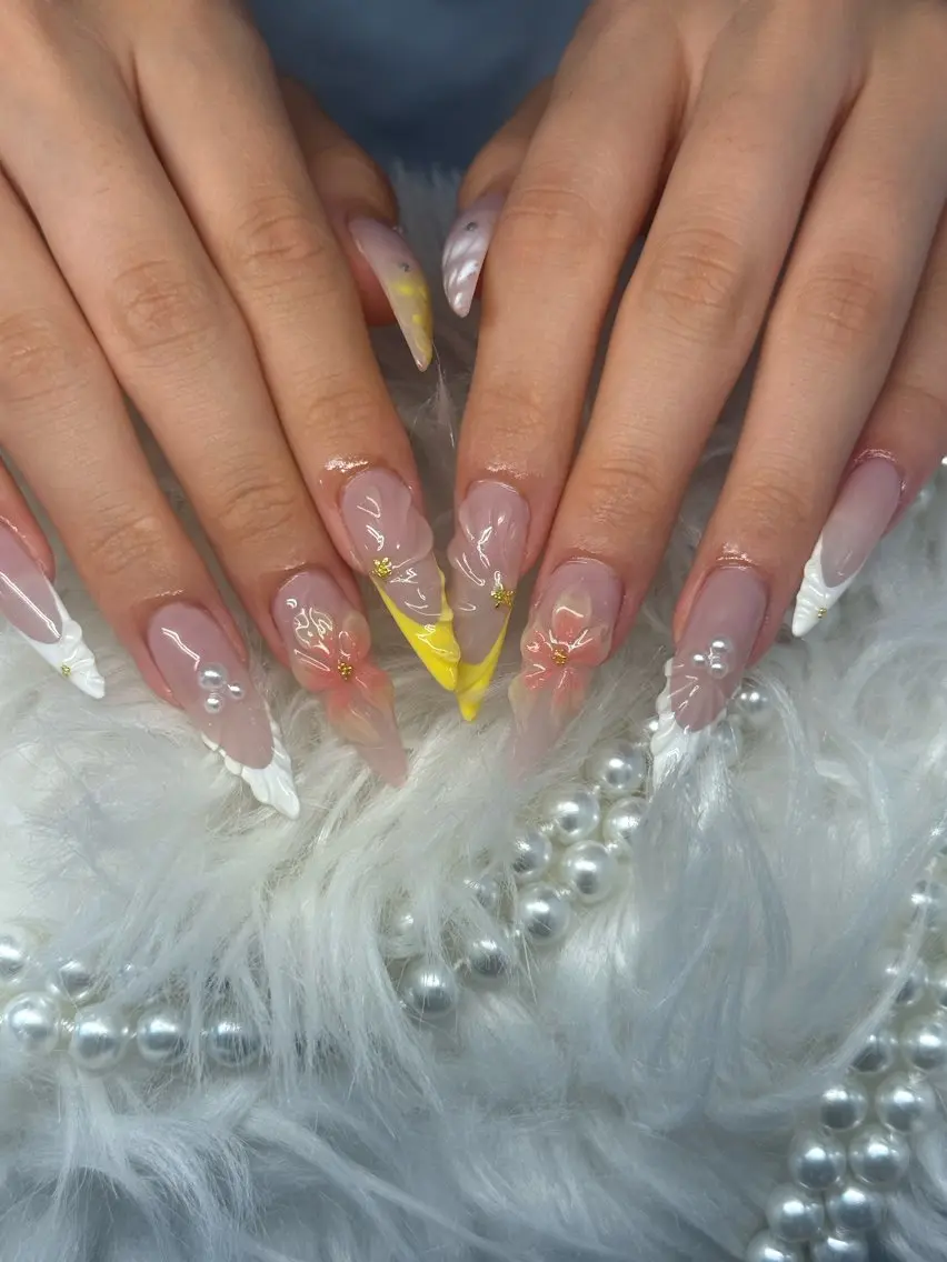 ネイル アートネイル オーロラネイル チークネイル 長さ出し フットネイル ハンドネイル 銀河_ Chan nailsのネイルデザイン