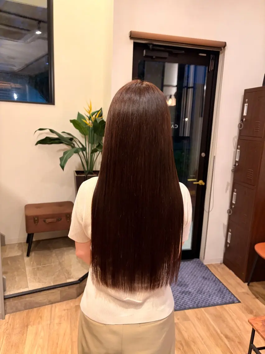 ロング 縮毛矯正 安倍 辰哉のヘアスタイル