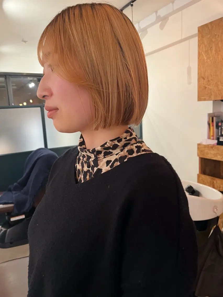 ショート ボブ 暖色/パーマ 🌼クニトウメイのヘアスタイル