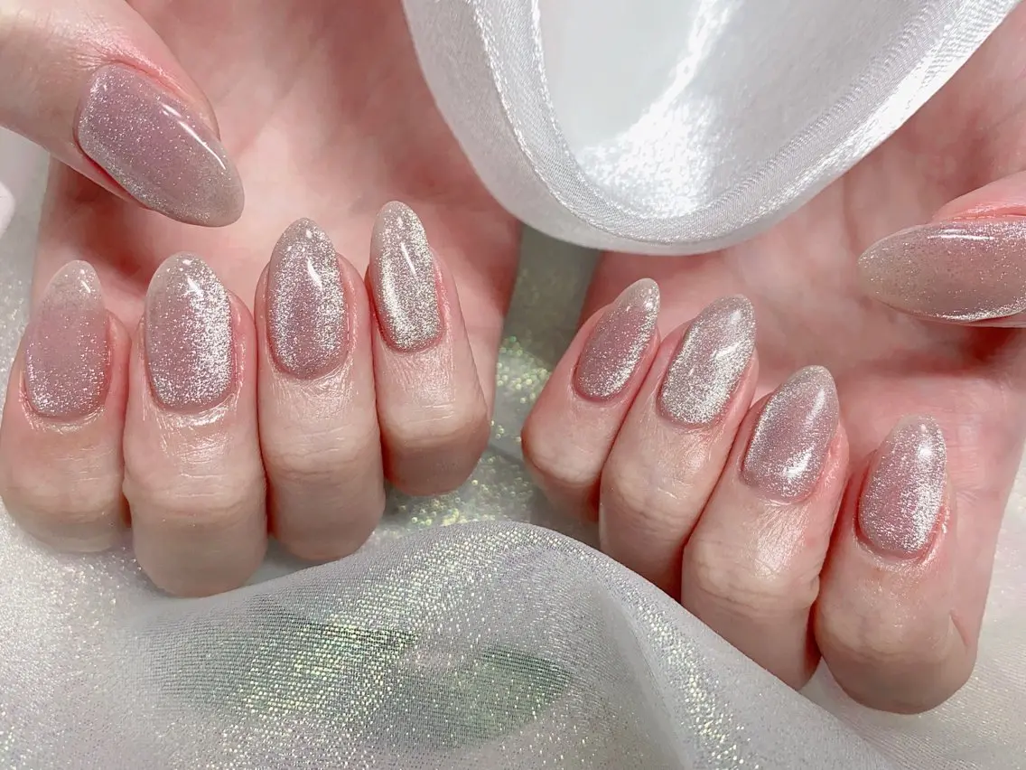 ネイル 長さ出し ジェルネイル キラキラネイル 大理石ネイル(マーブル) ニュアンスネイル Morpho nailのネイルデザイン