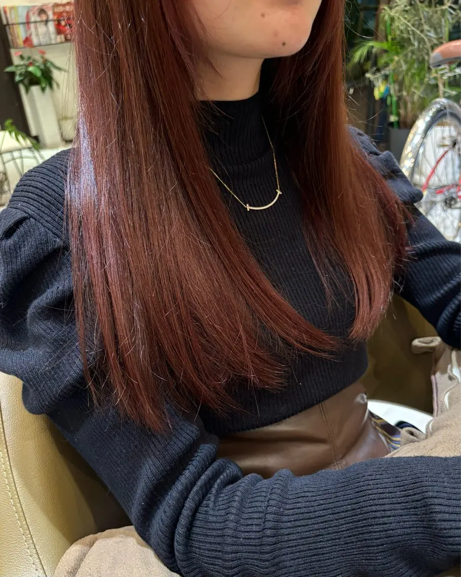 カラー ブリーチ ブラウンカラー ブリーチなしカラー ローズカラー ローズブラウン Satomi サトミのヘアスタイル