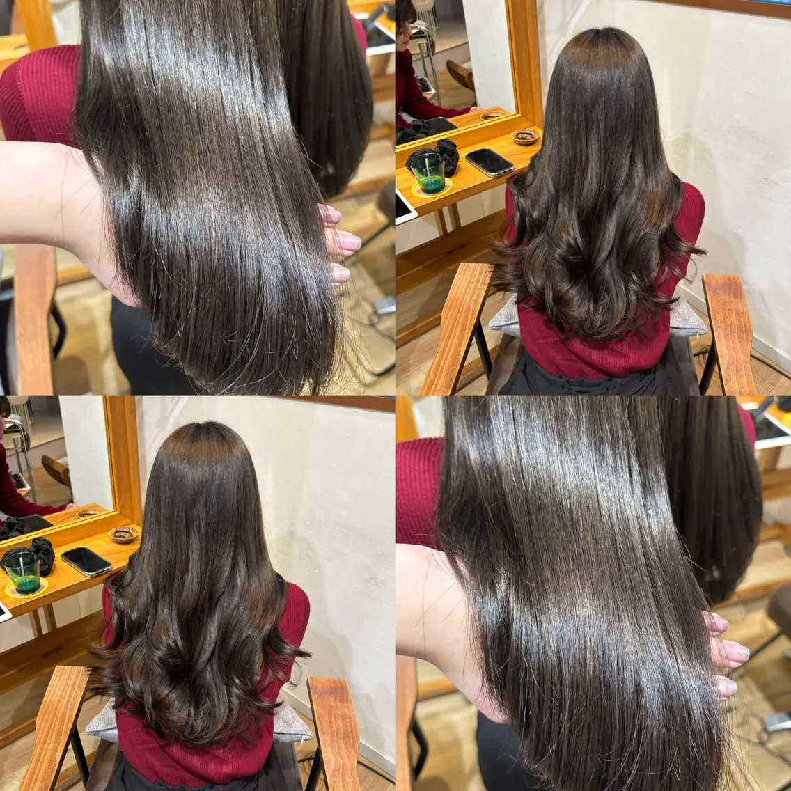 ロング カラー ブリーチ 透明感カラー ブリーチなしカラー ヘアカラー トリートメント RINNO🌷透明感 カラー/髪質改善のヘアスタイル