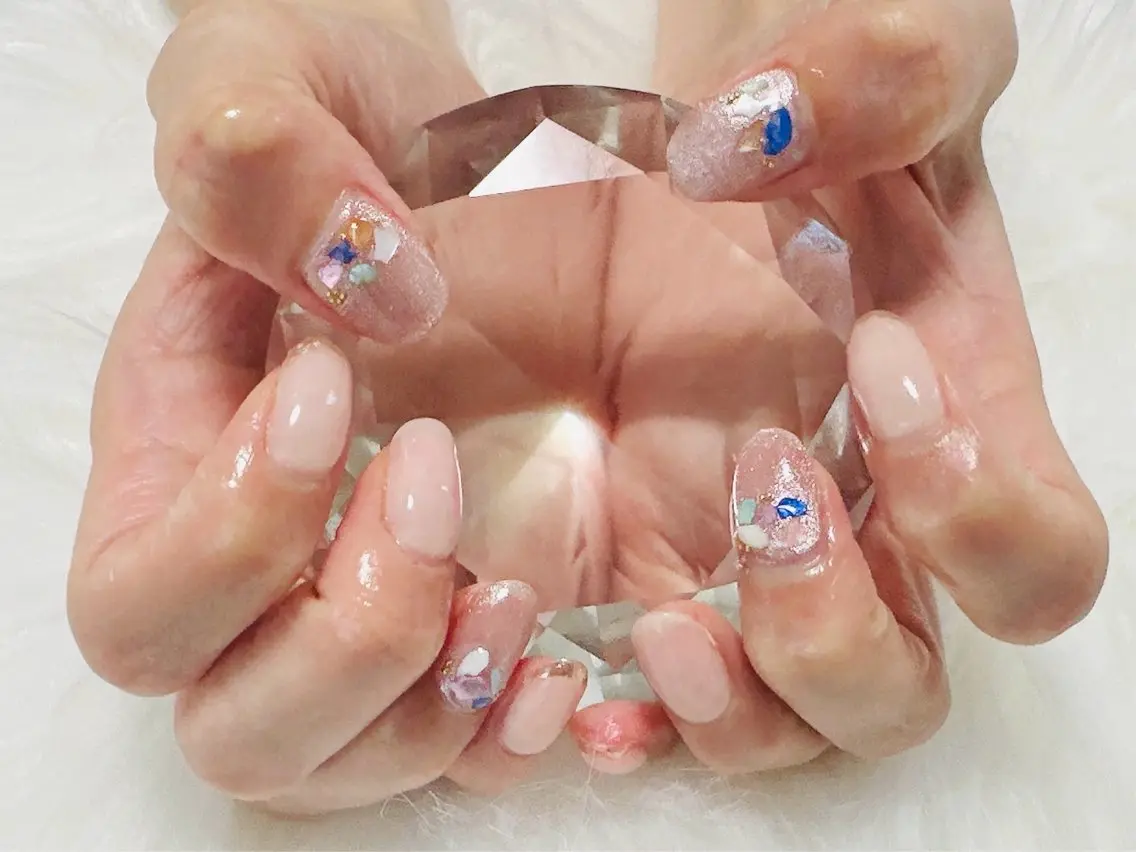 ネイル キラキラネイル マグネットネイル ピンク nailsalon oluoluのネイルデザイン