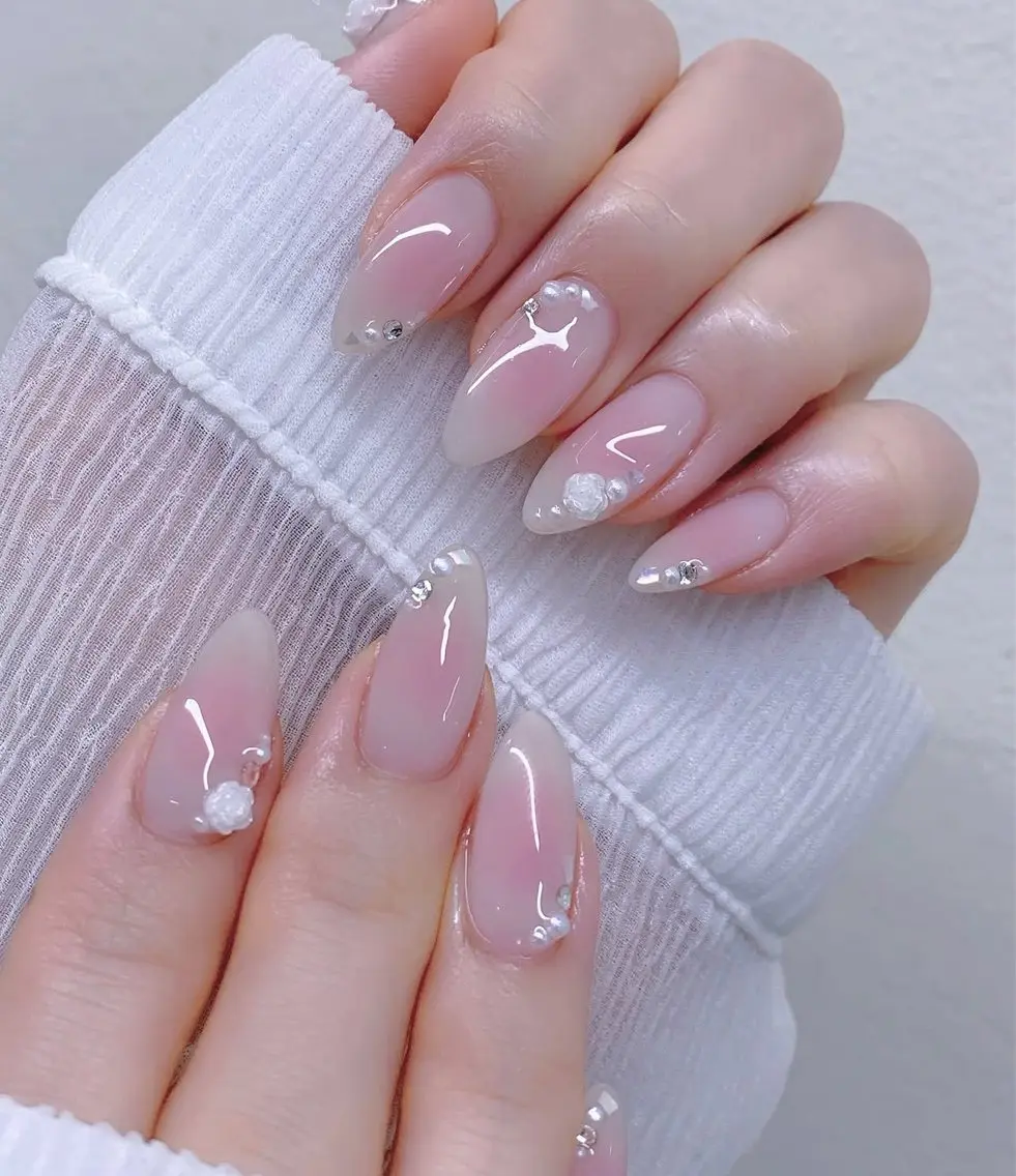 ネイル ハンドネイル 🎀PG🩵 ネイルサロンのネイルデザイン