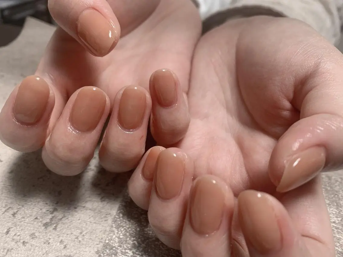 ネイル クリアネイル オレンジ kikinail 溝の口のネイルデザイン