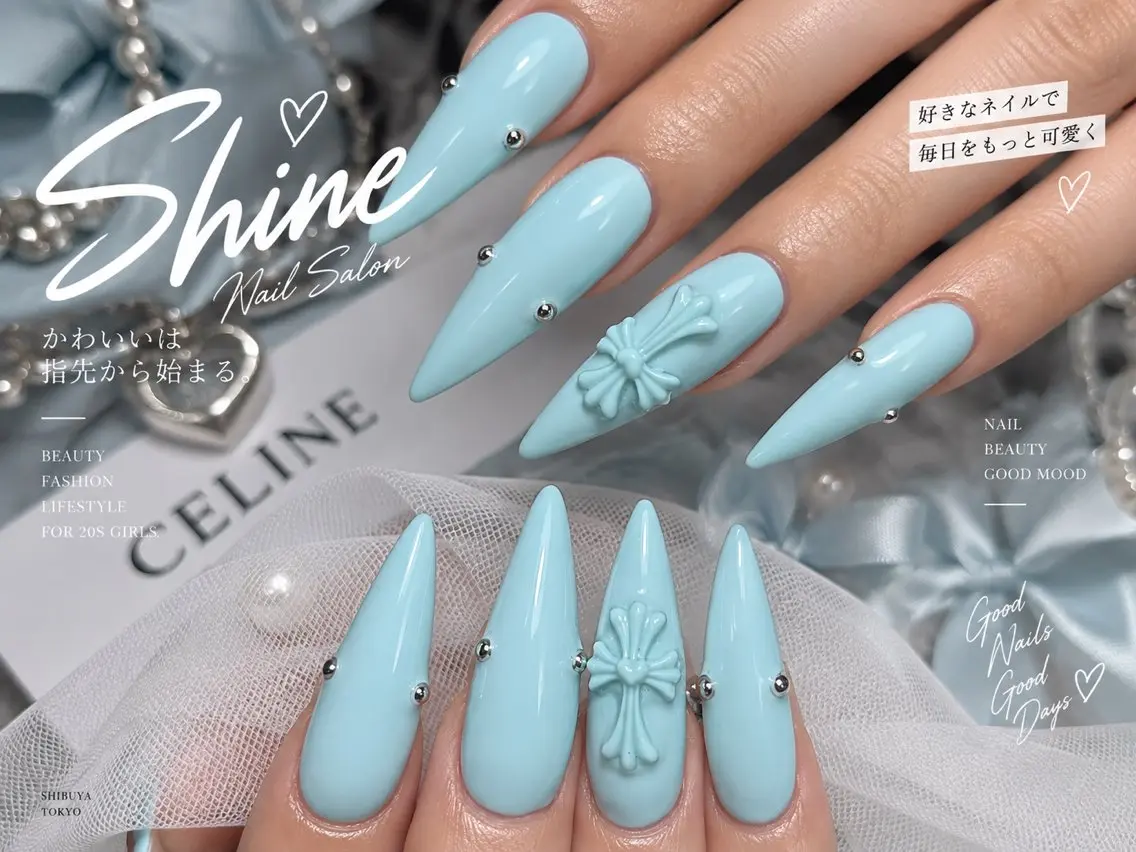 ネイル shineジェル& チップ長さだしのネイルデザイン