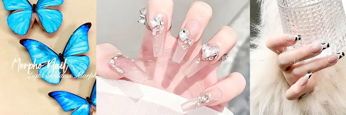ネイル 長さ出し ジェルネイル キラキラネイル 大理石ネイル(マーブル) ニュアンスネイル ハンドネイル Morpho nailのネイルデザイン