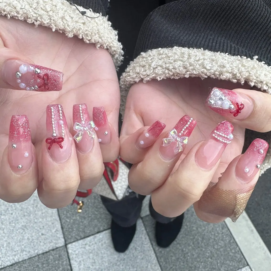 ネイル アートネイル ピンク 冬ネイル クリスマス tee nailのネイルデザイン