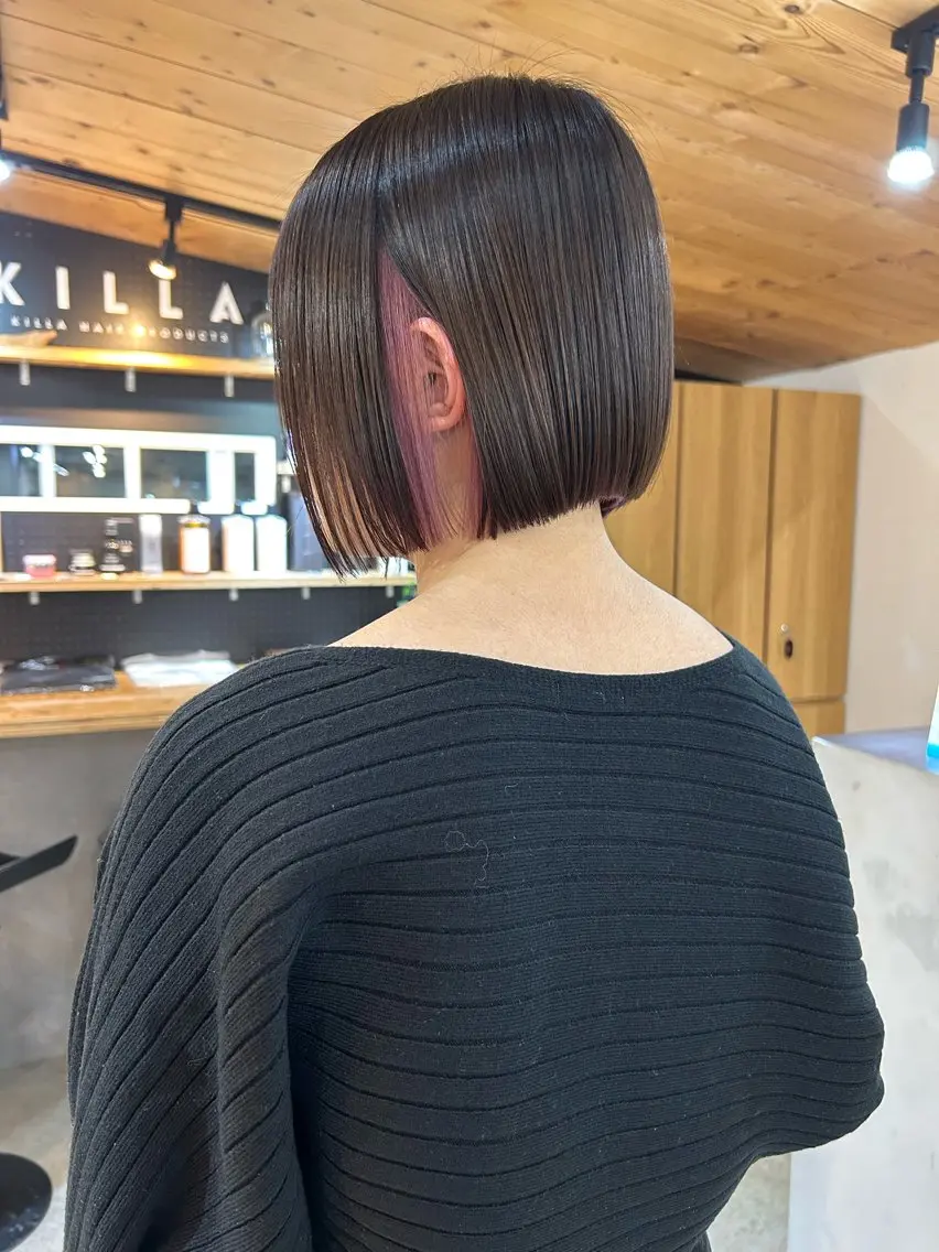 ショート カラー インナーカラー カット ヘアカラー トリートメント 🧸艶々韓国ヘア 🧁mizunaのヘアスタイル
