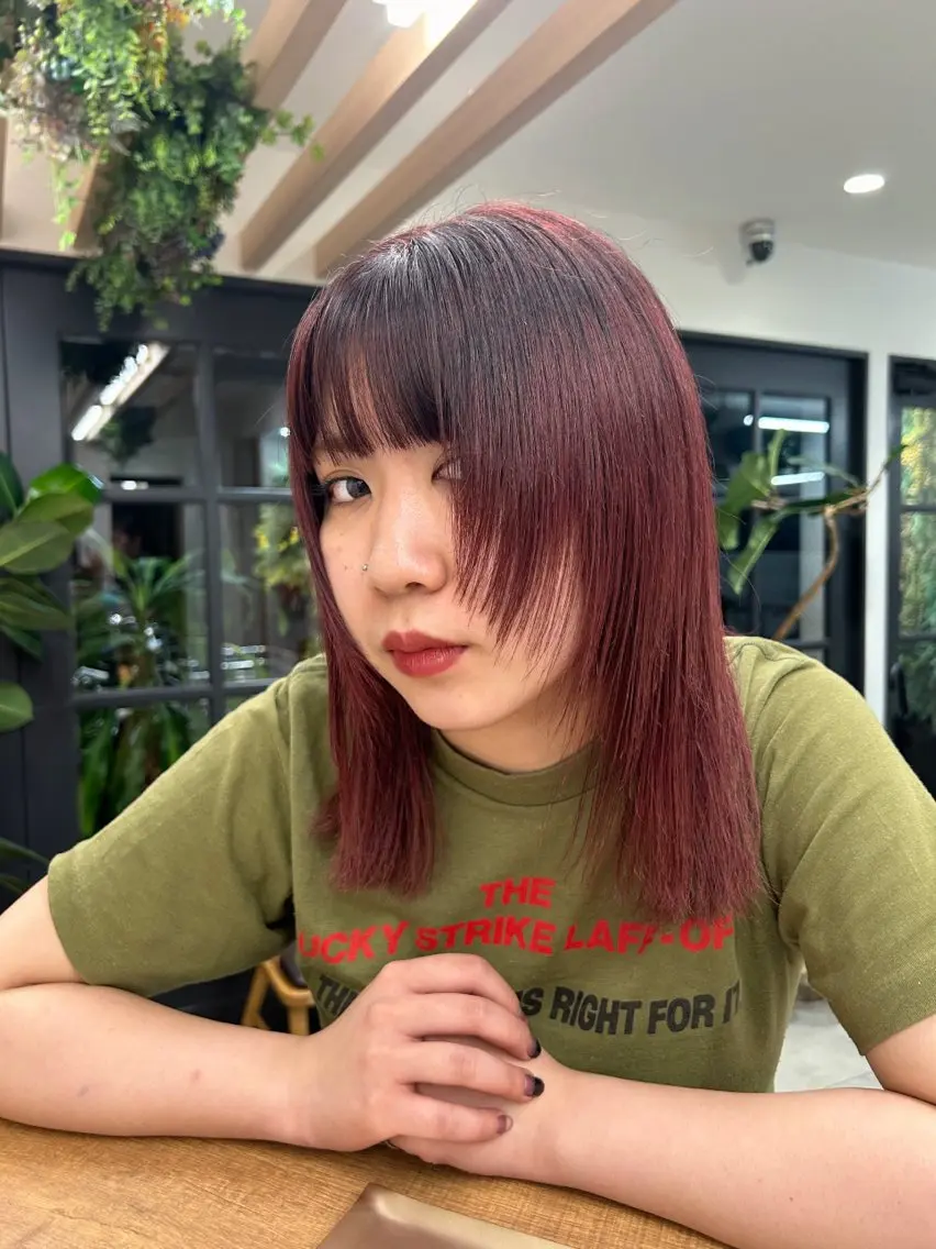 セミロング 顔周りカット カット ヘアカラー 透明感カラー レイヤー/むつきのヘアスタイル