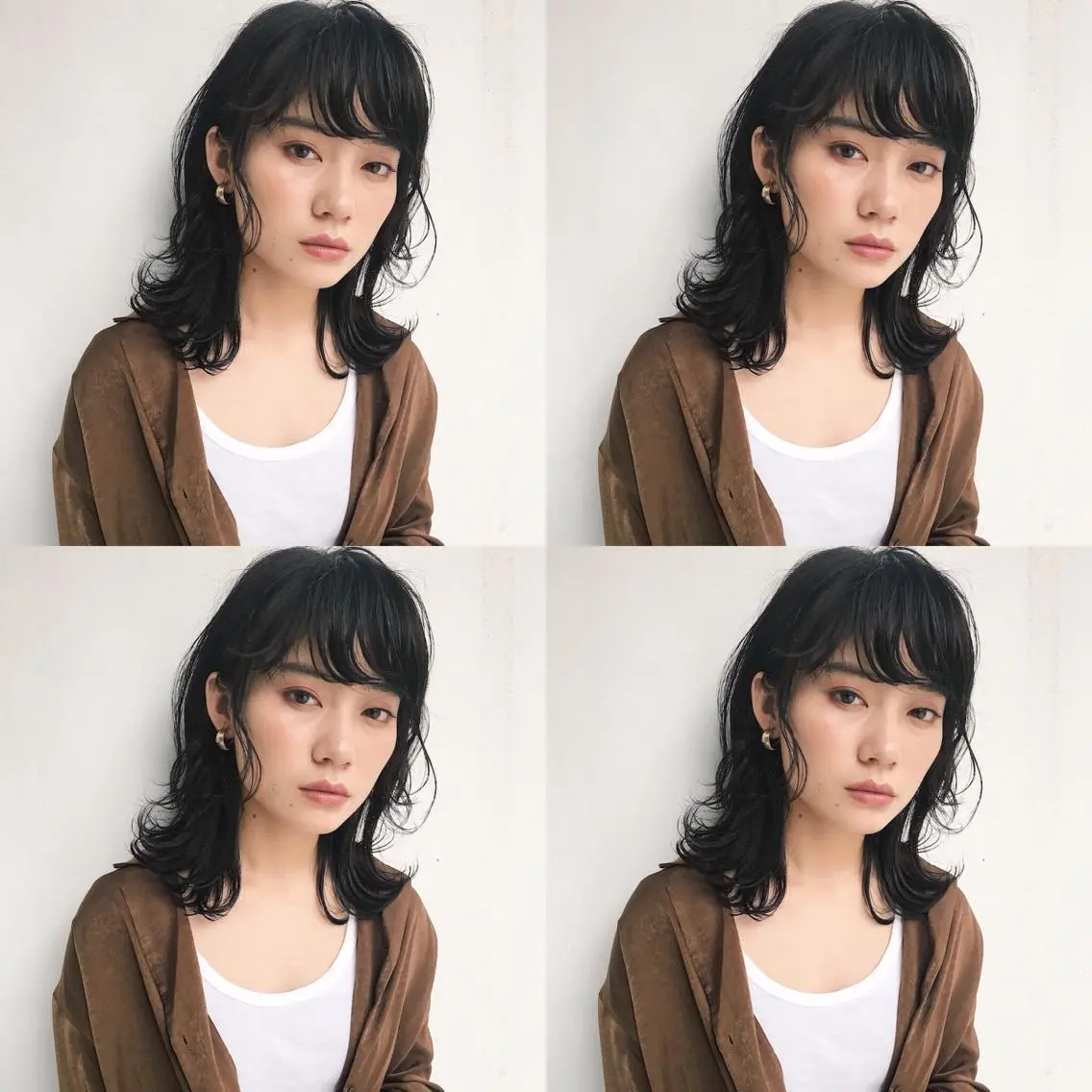 ミディアム カラー パーマ ヘアアレンジ ミディアムパーマ ヘアカラー トリートメント 松田 亮葉のヘアスタイル