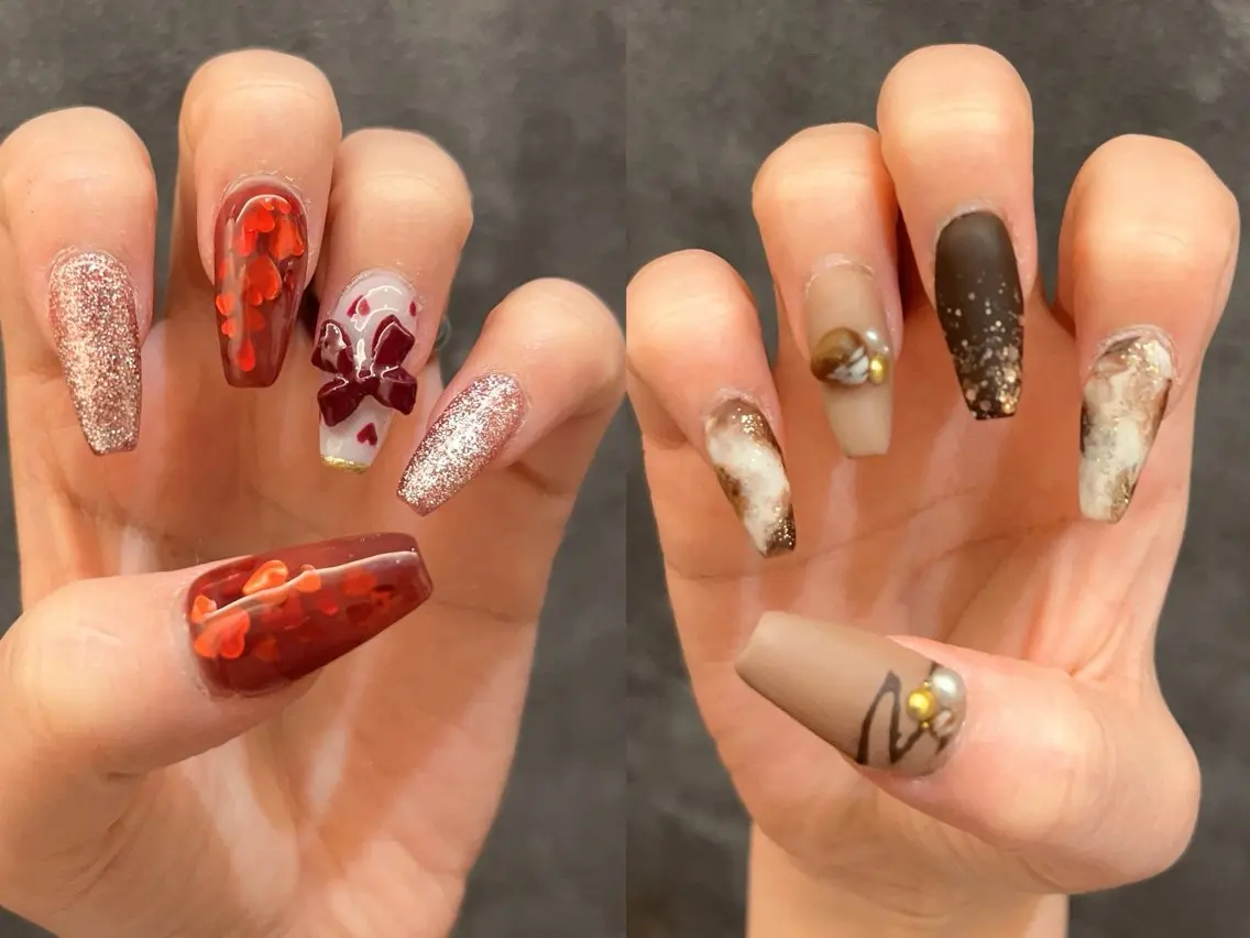 ネイル ハート マグネットネイル 持ち込み スカルプネイル バレンタイン ❀pom nail❀ aya.のネイルデザイン