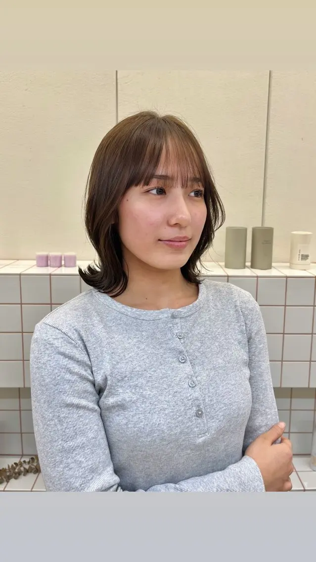 ミディアム カラー ヘアカラー トリートメント 🌼花屋併設🌼 木下奈々望のヘアスタイル