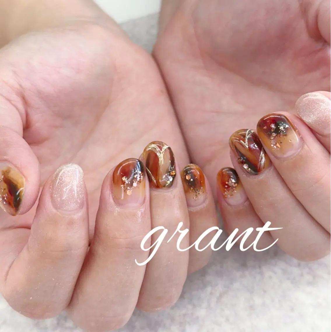 ネイル マグネットネイル ニュアンスネイル ハンドネイル nailsalon grantのネイルデザイン