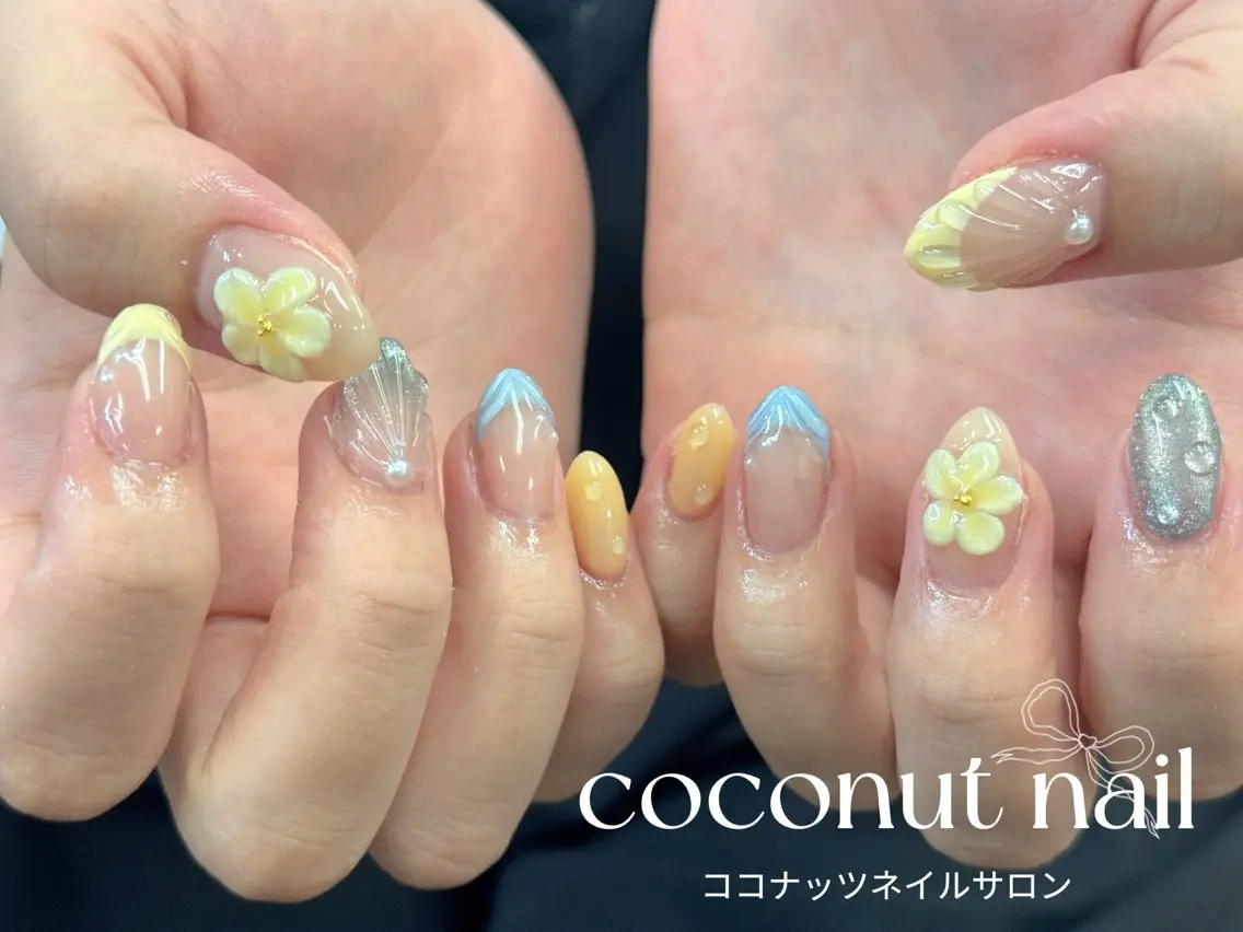 ネイル フットネイル フレンチネイル ジェルネイル マグネットネイル ミラーネイル ハンドネイル 神田 ココナッツのネイルデザイン