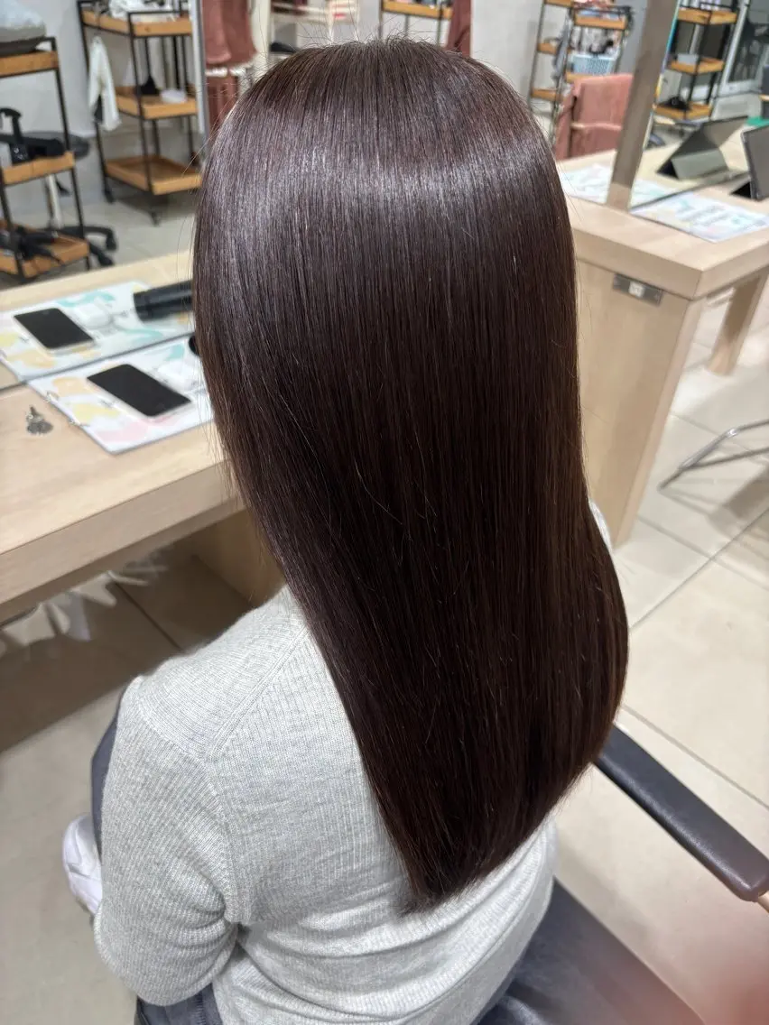 ロング カラー アッシュ アッシュブラウン ブラウンカラー 髪質改善 🍒カラー/縮毛🍒 こばるのヘアスタイル