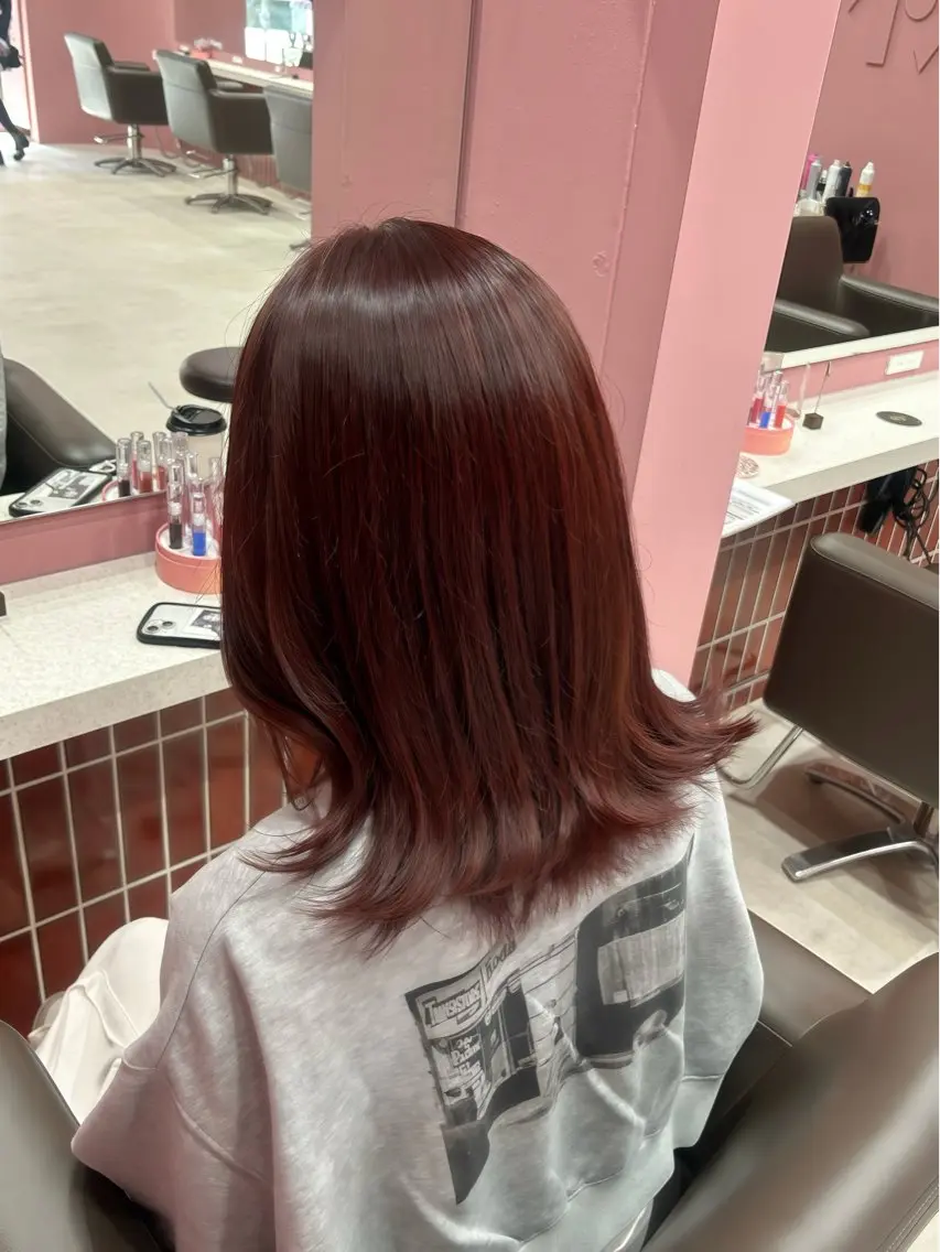ミディアム 顔周りカット カット ヘアカラー 透明感カラー♡ 原宿美容室￤Rinaのヘアスタイル