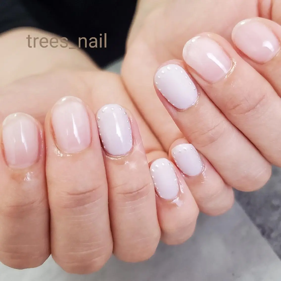 ネイル クリアネイル マットネイル オフィスネイル パープル シルバー trees_ nailのネイルデザイン