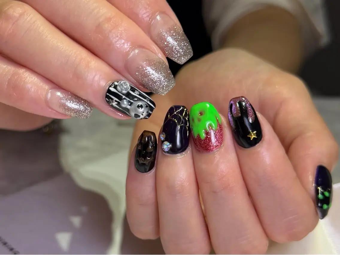 ネイル ハロウィン ハンドネイル Mnailsalon フィルイン対応サロンのネイルデザイン