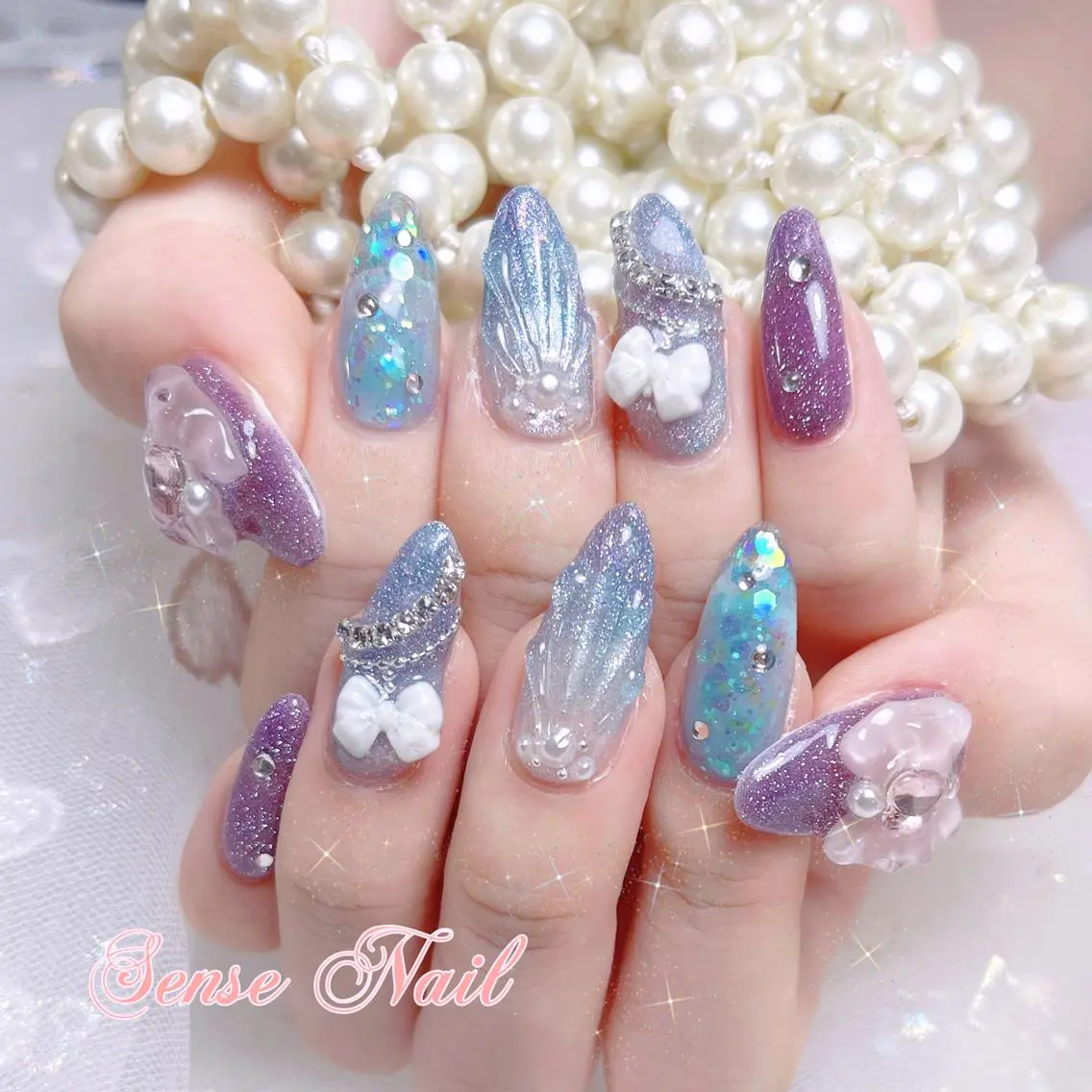 ネイル リボン ハンドネイル ハンドケア Feinn Ink💕のネイルデザイン